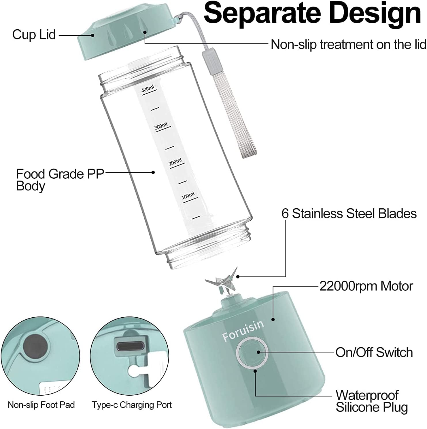 USB Rechargeable Personal Blender - Mini Smoothie Maker for Quick Shakes and Smoothies