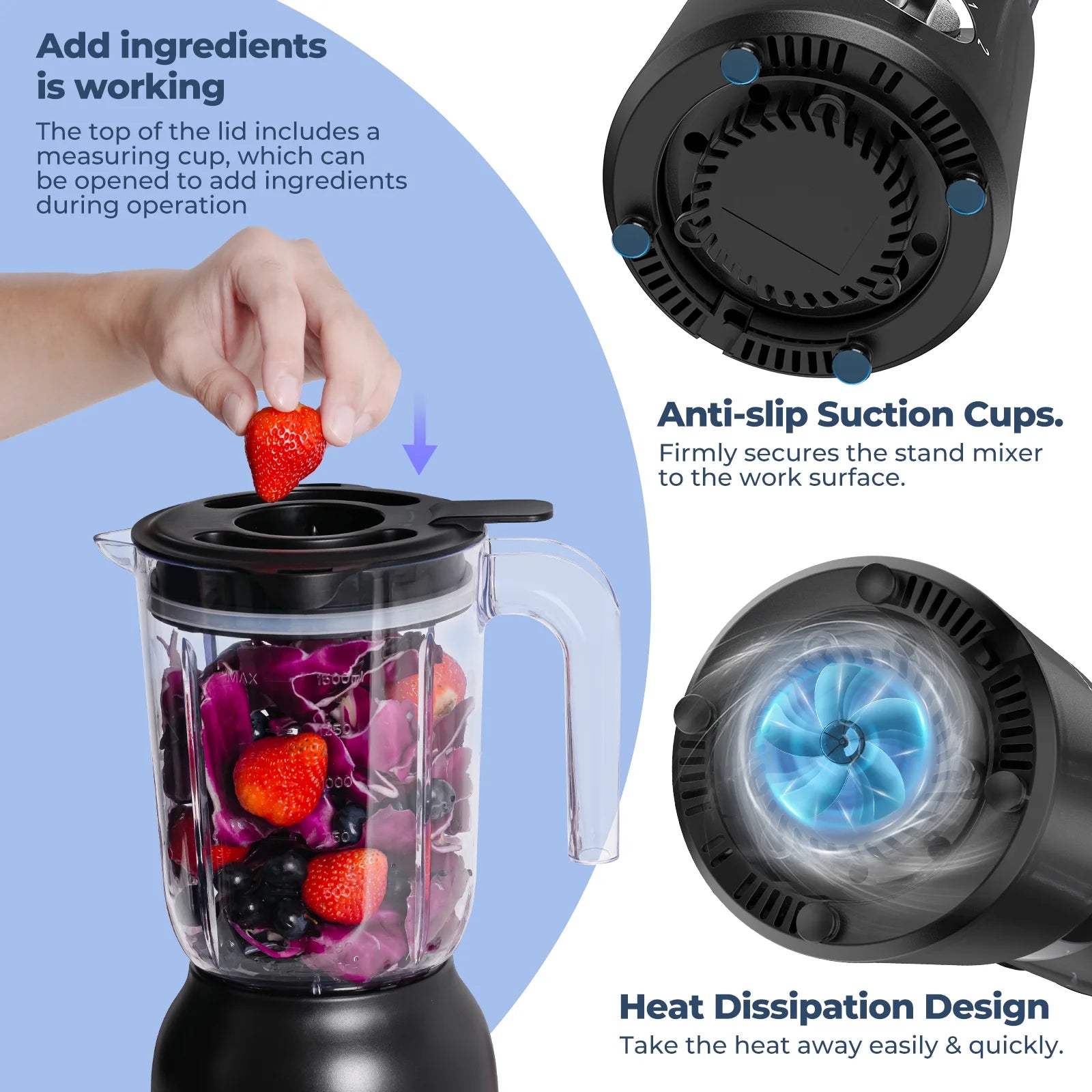 3-In-1 High-Power Blender: Shake, Chop & Grind with 500W, 50Oz Jar, 2 Speeds + Pulse Function