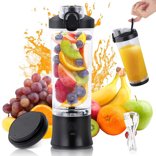 Portable Blender - 21 Oz Travel Cup, 10 Blades, USB Rechargeable Mini Blender for Shakes & Smoothies - Perfect for Gym, Home & Outdoors - Sleek Black Design
