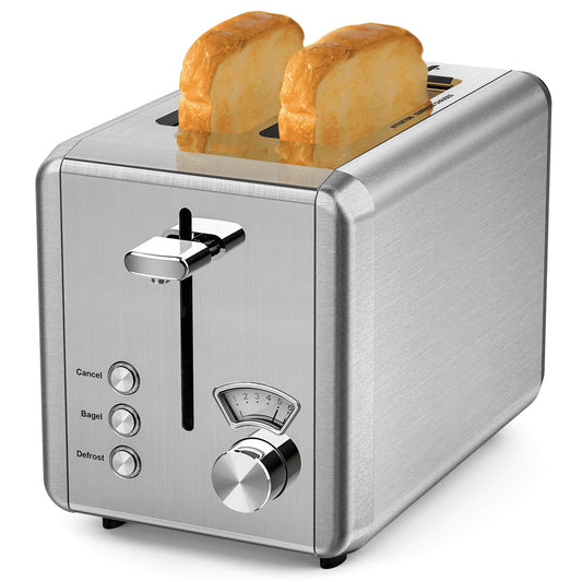 Stainless Steel Touchscreen Toaster - 2 Slice with Wide Slot, 6 Shade Settings & Bagel Function, Easy Clean Removable Crumb Tray