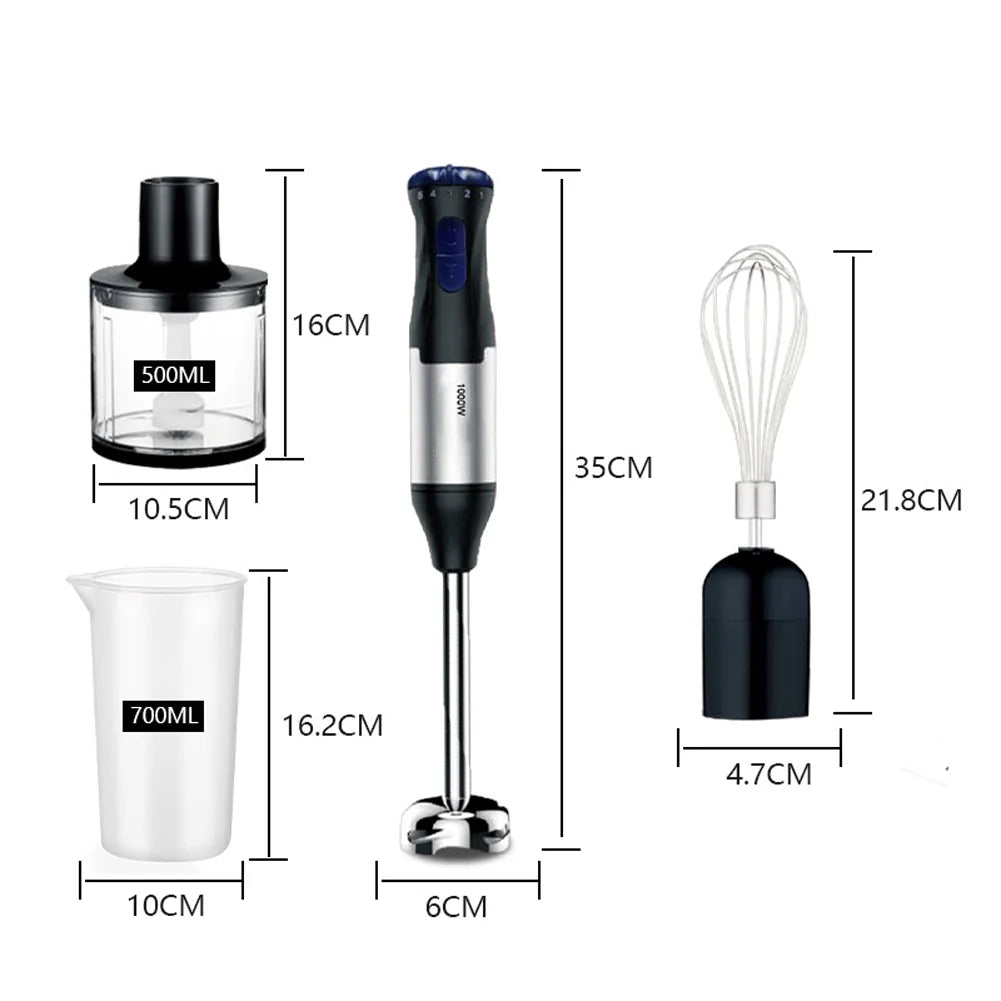 4-in-1 Immersion Hand Blender - 5 Speed Turbo Stick Blender for Smoothies, Milkshakes, Juices & Sauces