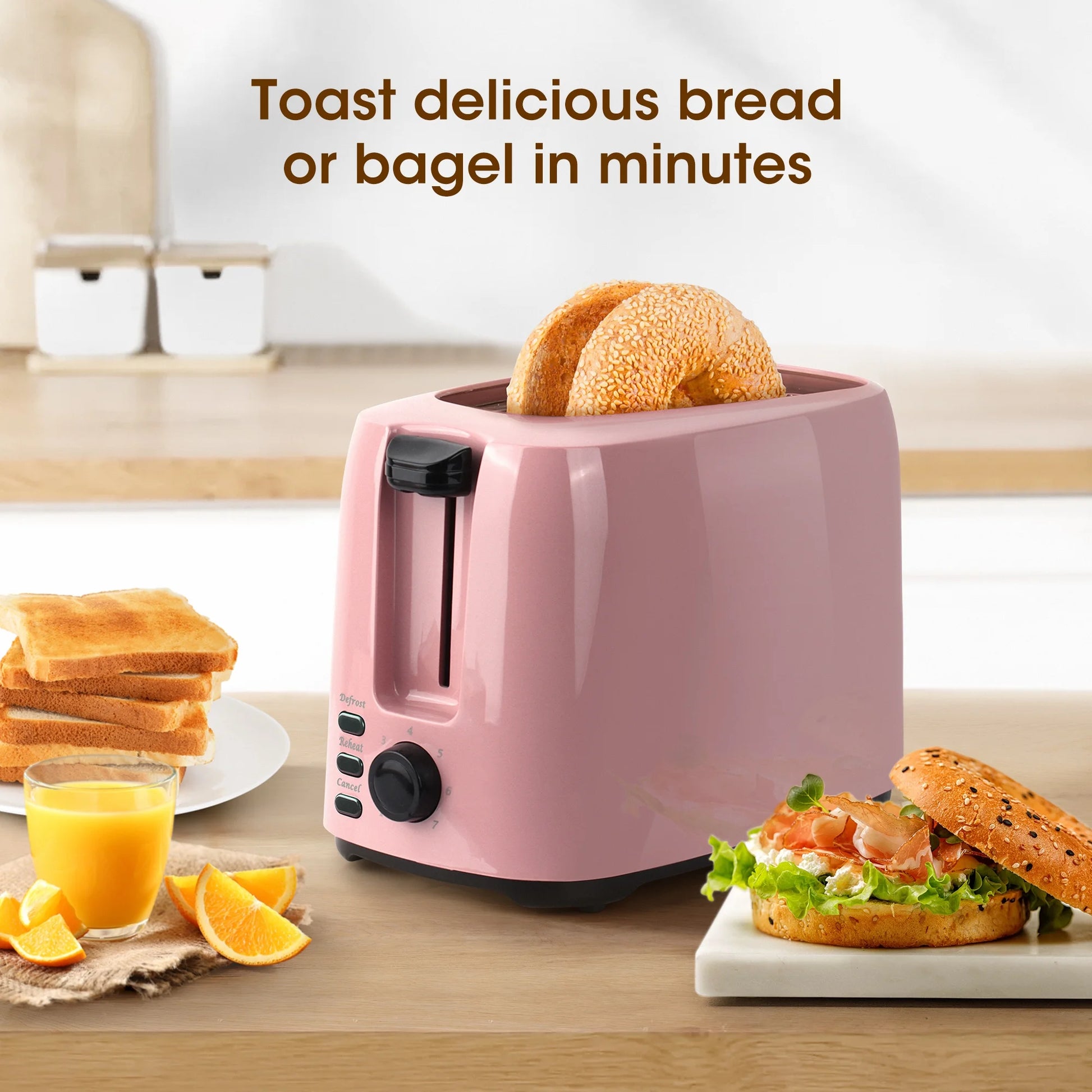 Extra-Wide Slot Yellow Toaster - 2 Slice with Defrost & Reheat Functions