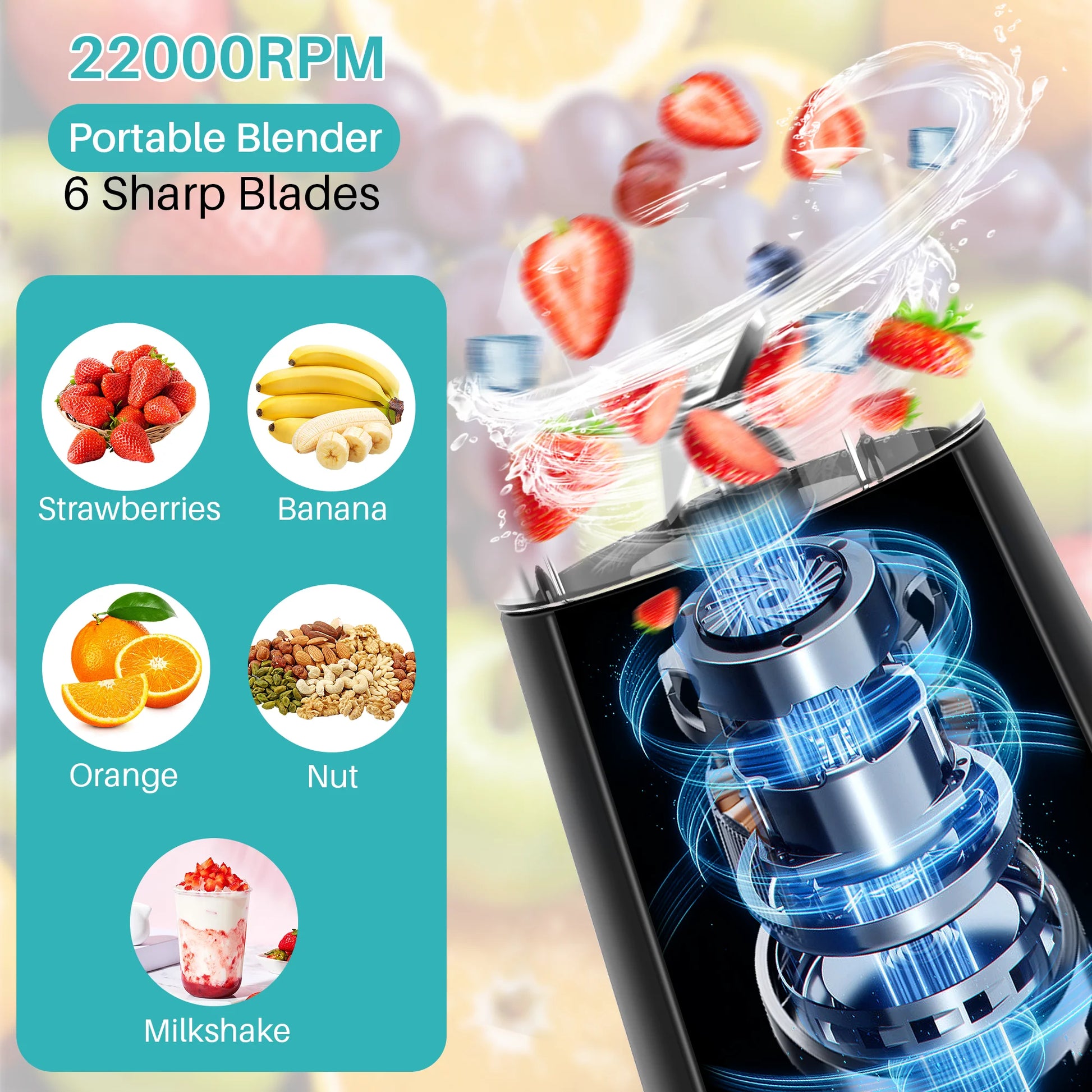 Mini Portable Blender Cup - Perfect for Smoothies and Shakes, 380ml Capacity