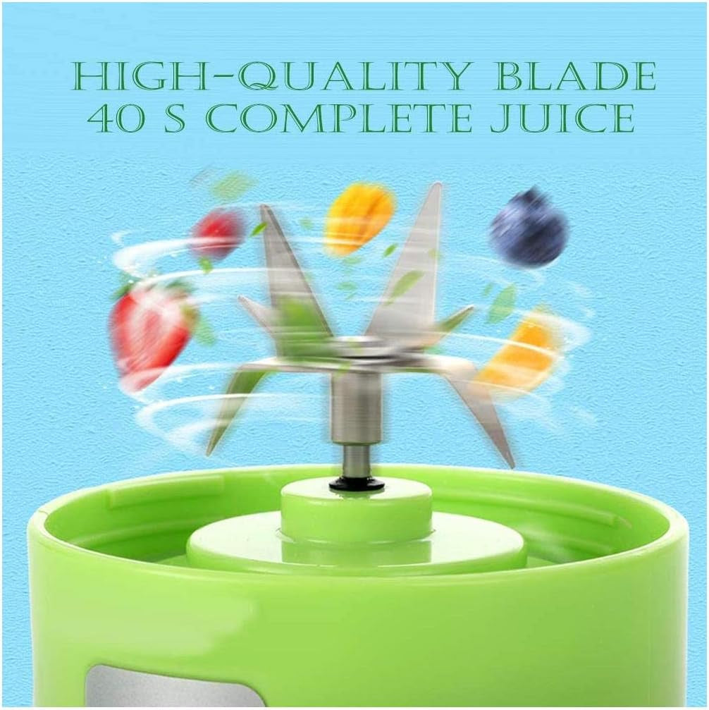 Compact Pink Portable Blender - Rechargeable Mini Smoothie Maker with 6 Blades for On-the-Go Blending