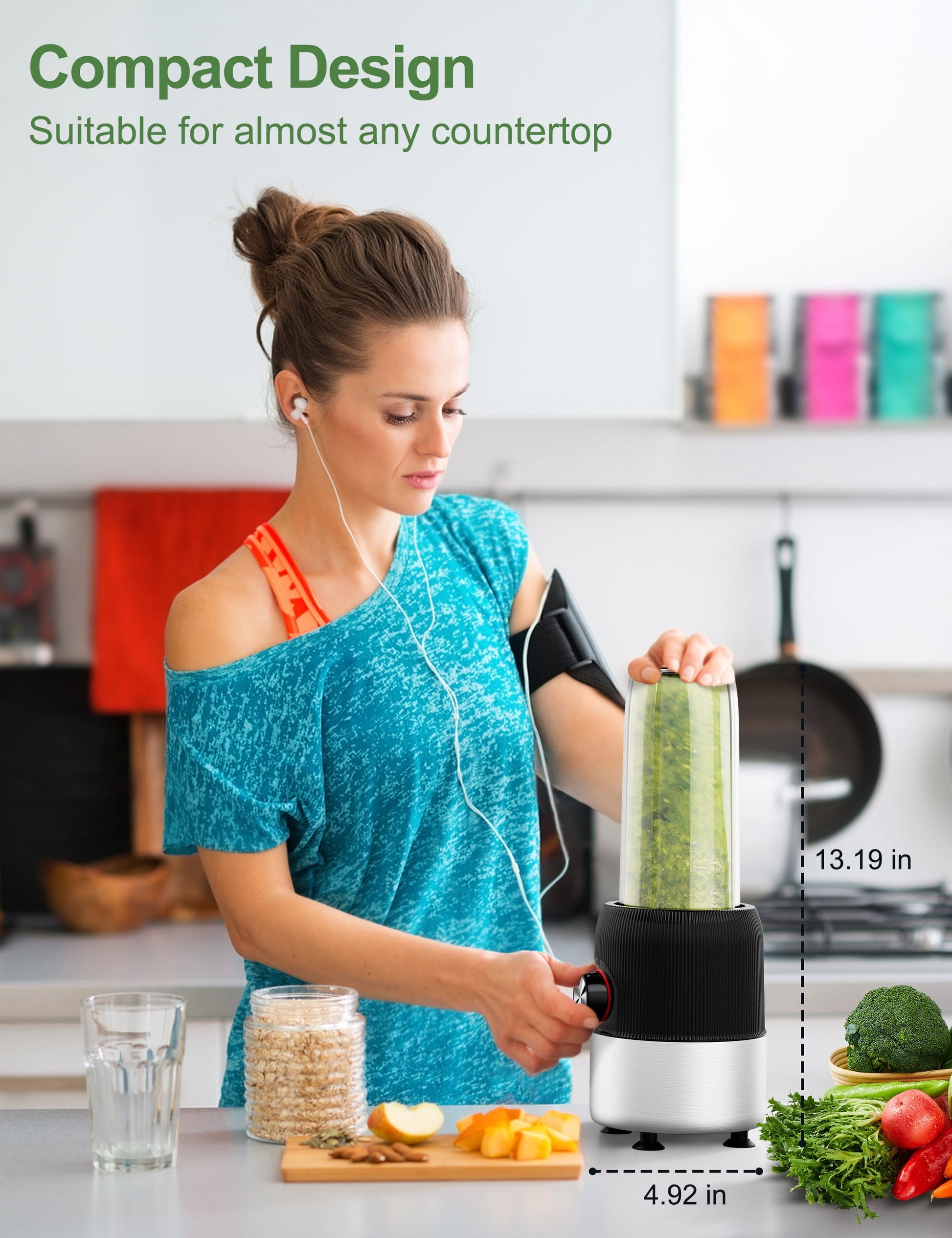 2-in-1 Portable Blender and Grinder - BPA-Free 22oz Smoothie Bottle & Coffee/Spice Jar Combo