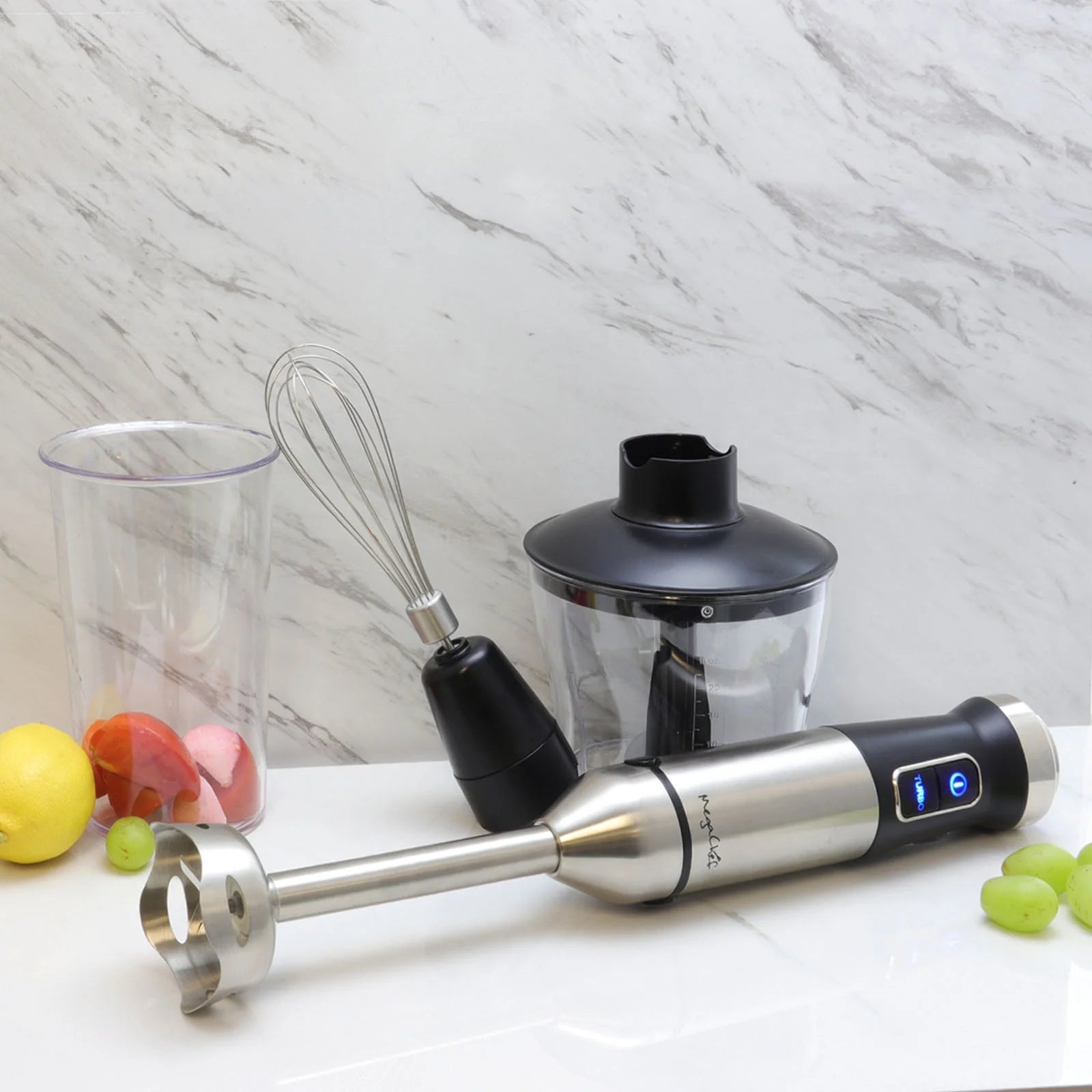 4-in-1 Versatile Immersion Hand Blender with Speed Control & Essential Accessories
