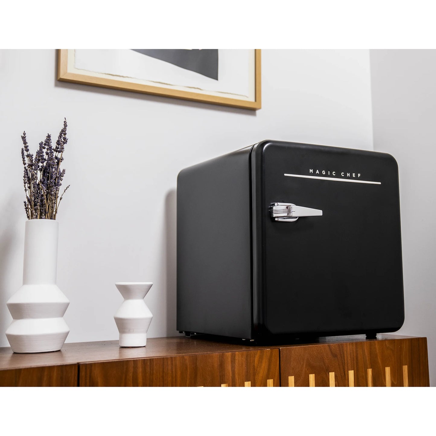 1.6 Cu. Ft. Retro Mini Fridge with LED Light, Black, 34 Lbs