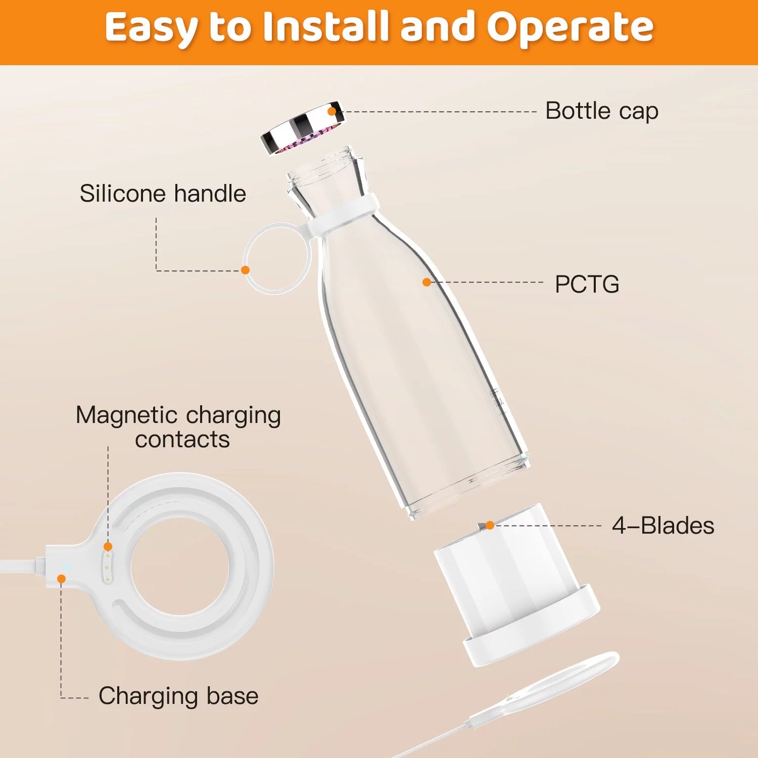 350ml Portable Electric Blender - Perfect for Smoothies and Shakes on the Go!