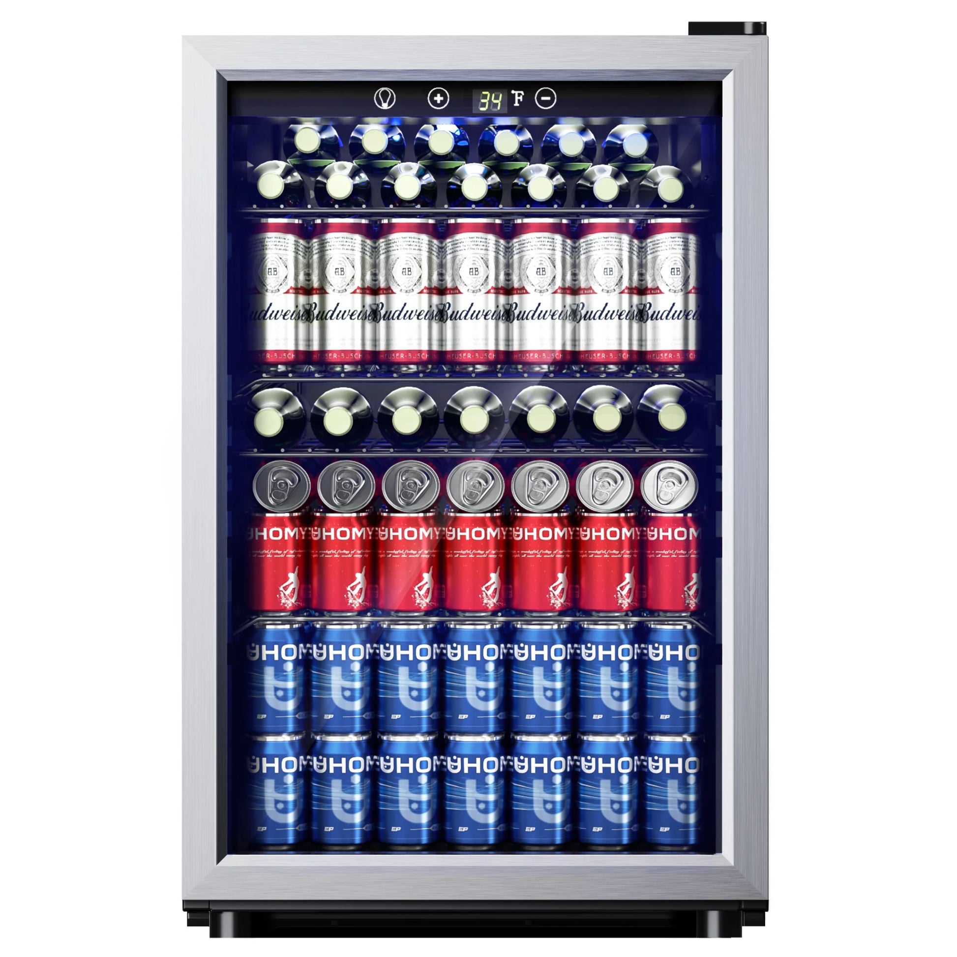 145 Can Beverage Refrigerator with Glass Door & Adjustable Shelves – Perfect for Chilling Drinks!