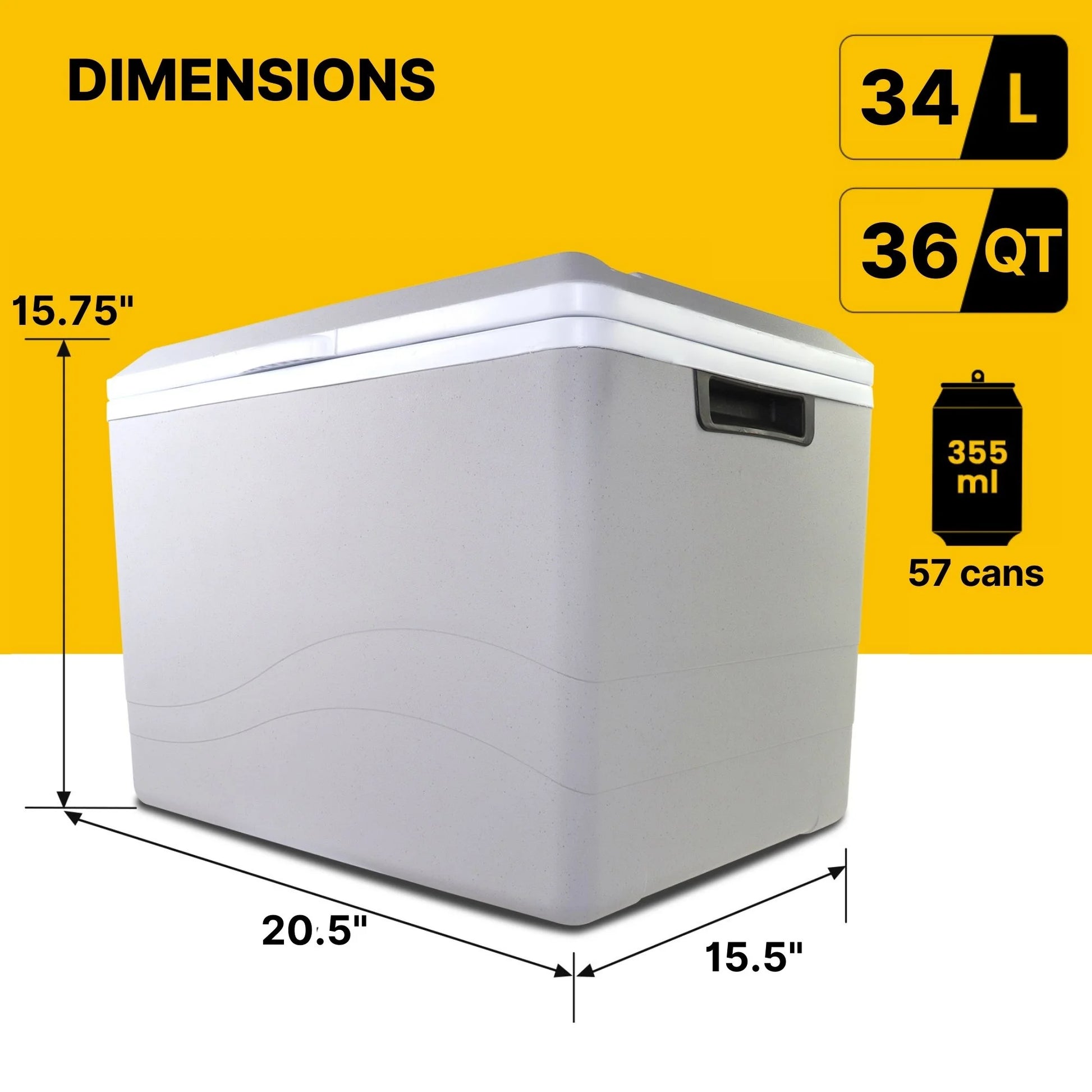 12V Electric Cooler/Warmer 34L (36 Qt), Two-Way Design, Gray
