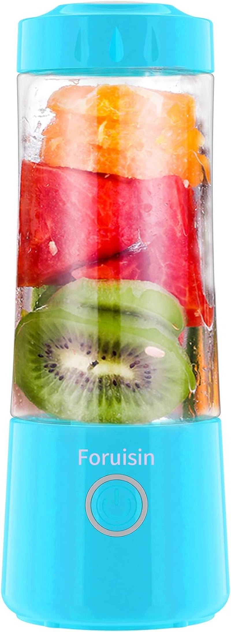 14 OZ Portable Blender - USB Rechargeable Personal Smoothie Maker with Six Blades - Perfect for Baby Milkshakes - Stylish Blue Design