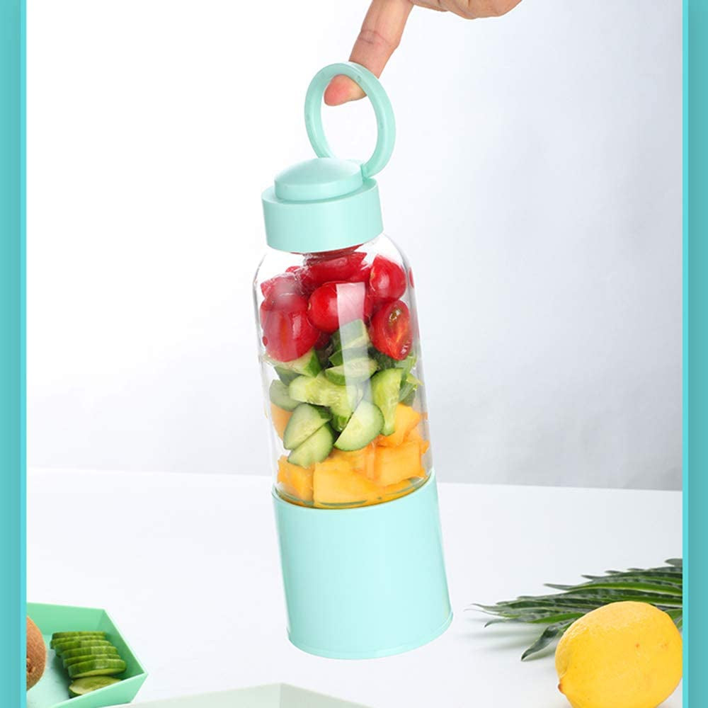 Portable Wireless Blender - 6 Blades USB Rechargeable Mini Juicer Cup for Smoothies & Shakes - 450ml Food Grade Borosilicate Glass with Handle