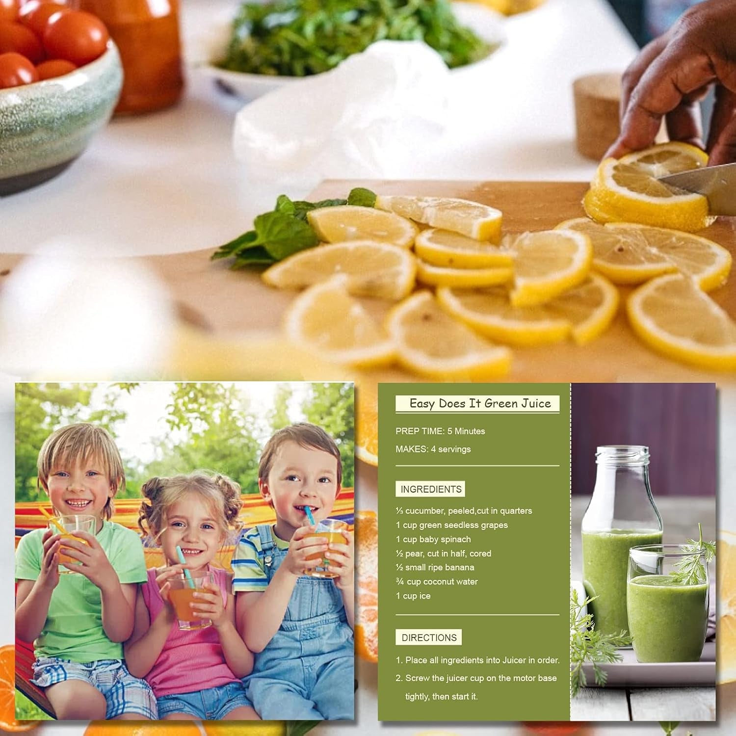 Versatile 300W Smoothie Blender & Coffee Grinder with Recipe Book - Portable 18/20 Oz Cups & Dual Stainless Steel Blades for Shakes, Spices, Fruits & Beans - Green