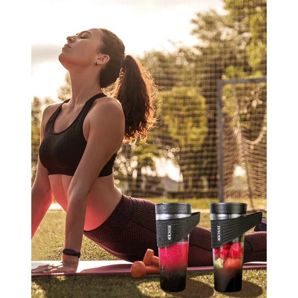 Portable Mini Blender Cup - USB Rechargeable Personal Juicer for Smoothies & Shakes, 460ml, Travel-Friendly Design, Black