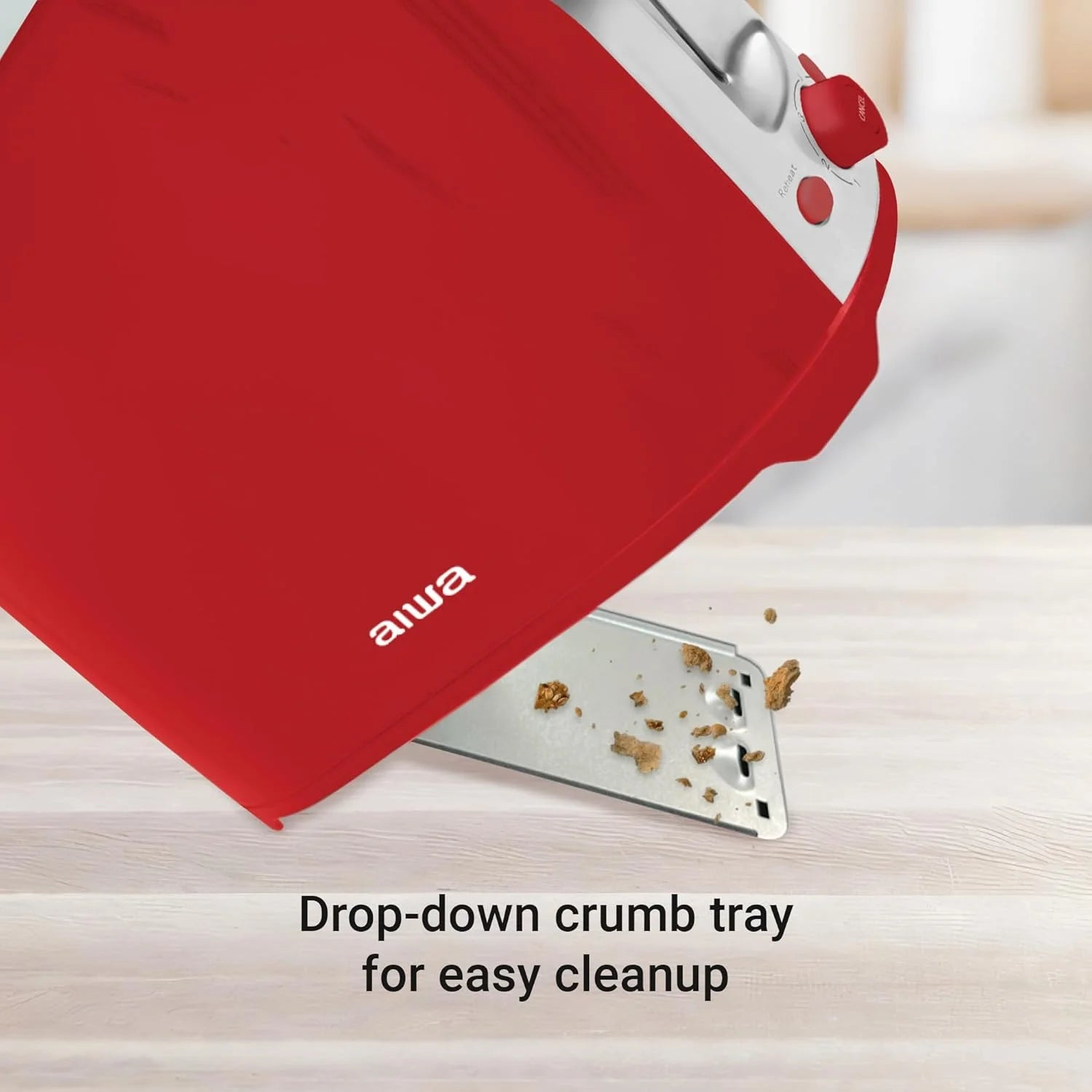 2-Slice Toaster with Wide Slots, 6 Browning Settings, and Crumb Tray, Red