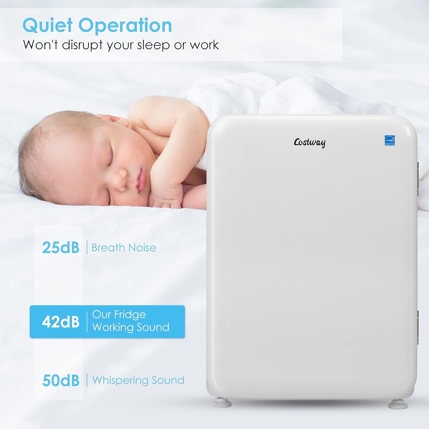 2.4 Cu Ft Compact Refrigerator - Energy Efficient Mini Fridge with Auto Defrost, Adjustable Temperature, Reversible Door & Removable Glass Shelves - Perfect for Apartments & Small Spaces - White