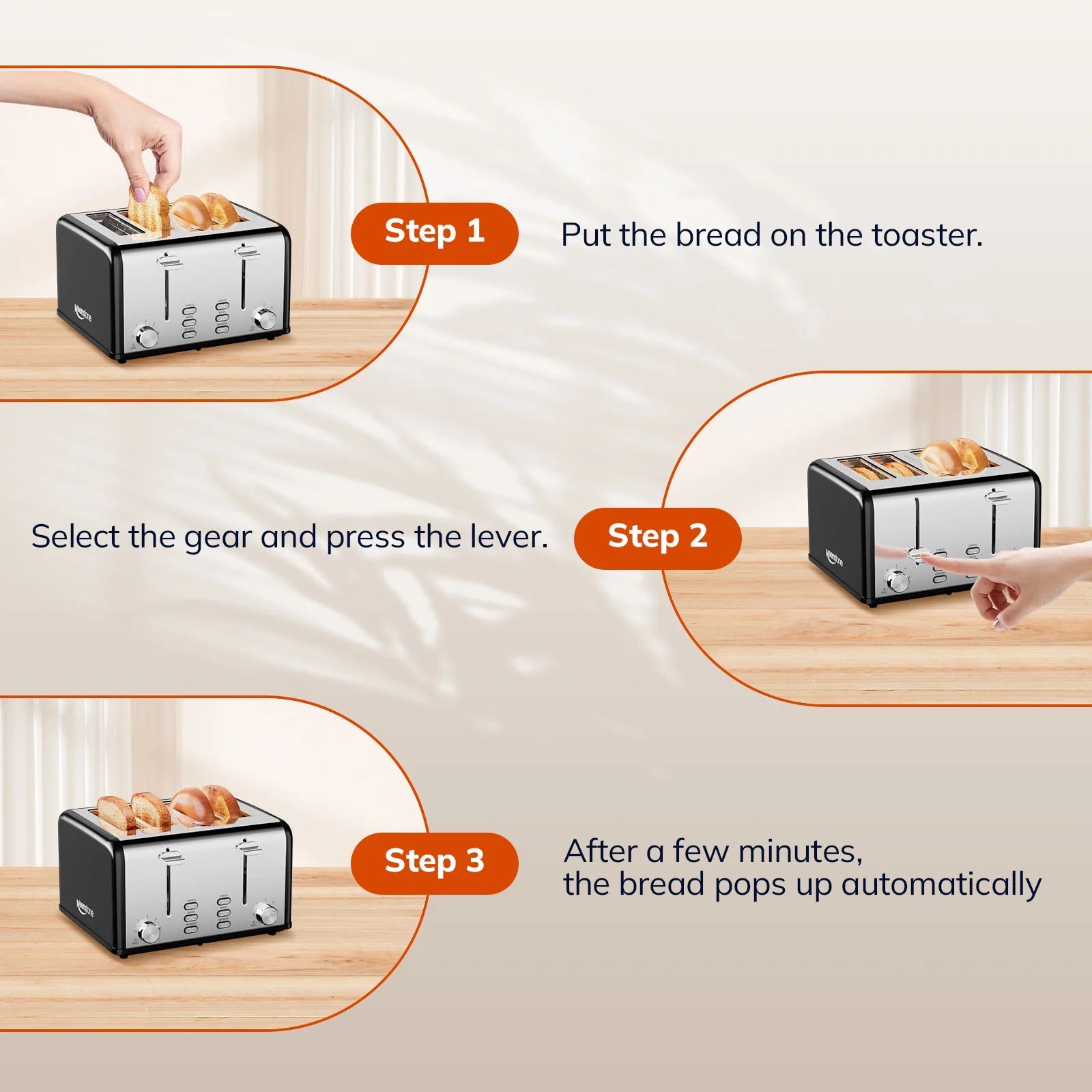 Retro 4-Slice Stainless Steel Toaster with Bagel, Defrost, Reheat, and 6 Shade Settings - Perfect Kitchen Essential!