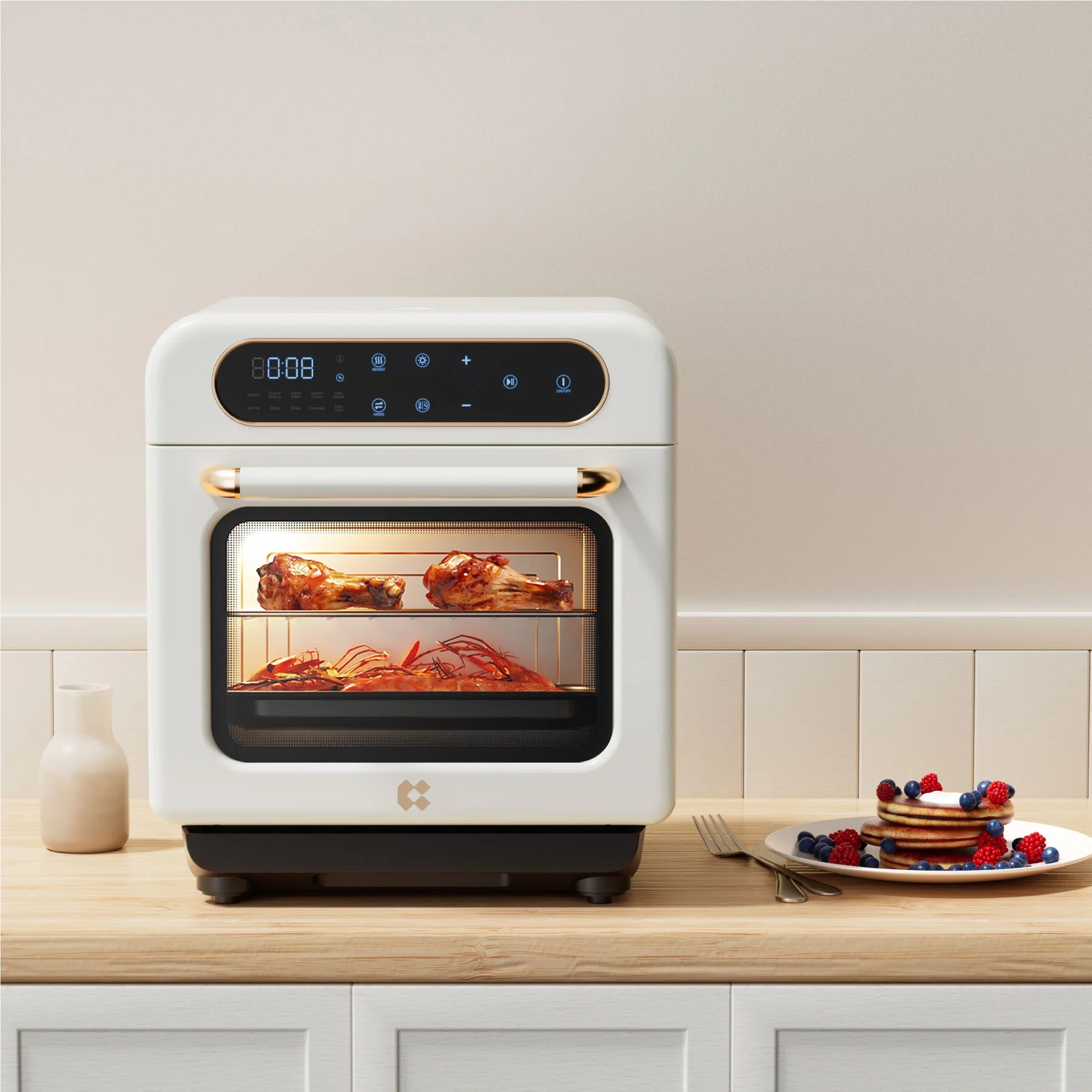 Ciarra Nosh Oven | 8-In-1 Steam Oven with Air Fryer | Ivory Mist