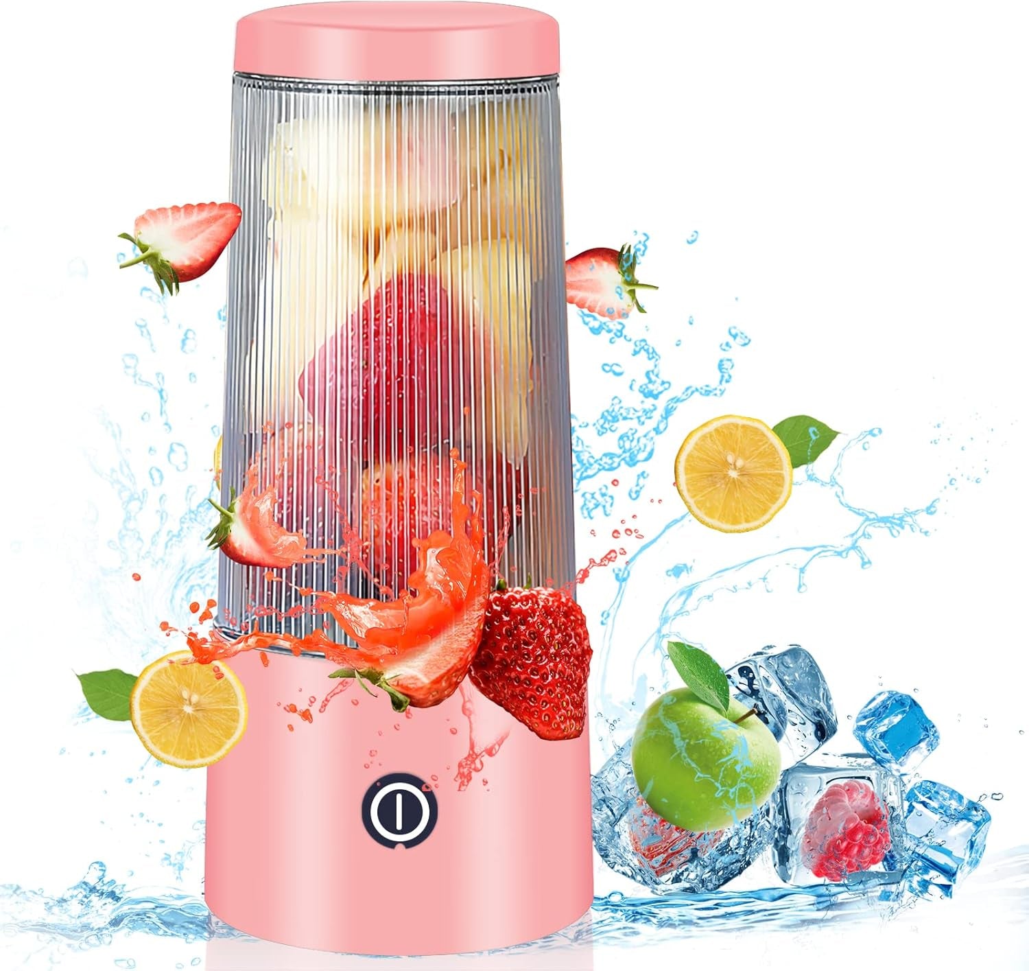 Pink Portable Blender - USB Rechargeable Smoothie Maker with 6 Blades, Perfect for Home, Travel, and Office – 11.8 Oz Personal Juicer Cup for Smoothies and Shakes