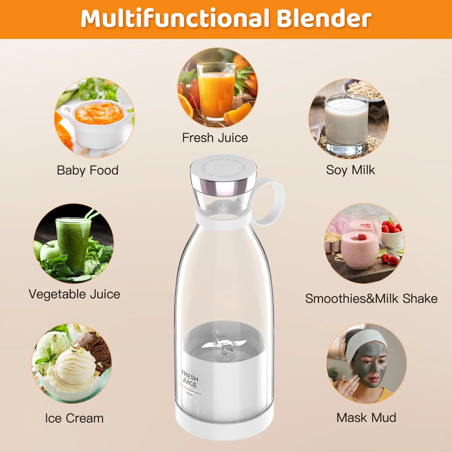 350ml Portable Electric Blender - Perfect for Smoothies and Shakes on the Go!