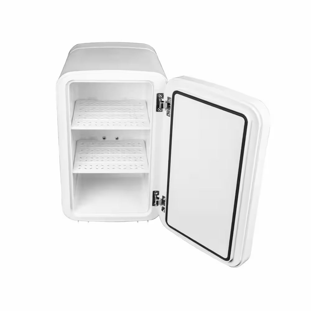 8.63 In. 0.26 Cu. Ft./7.4L Mini Refrigerator in White with Mirror and Light