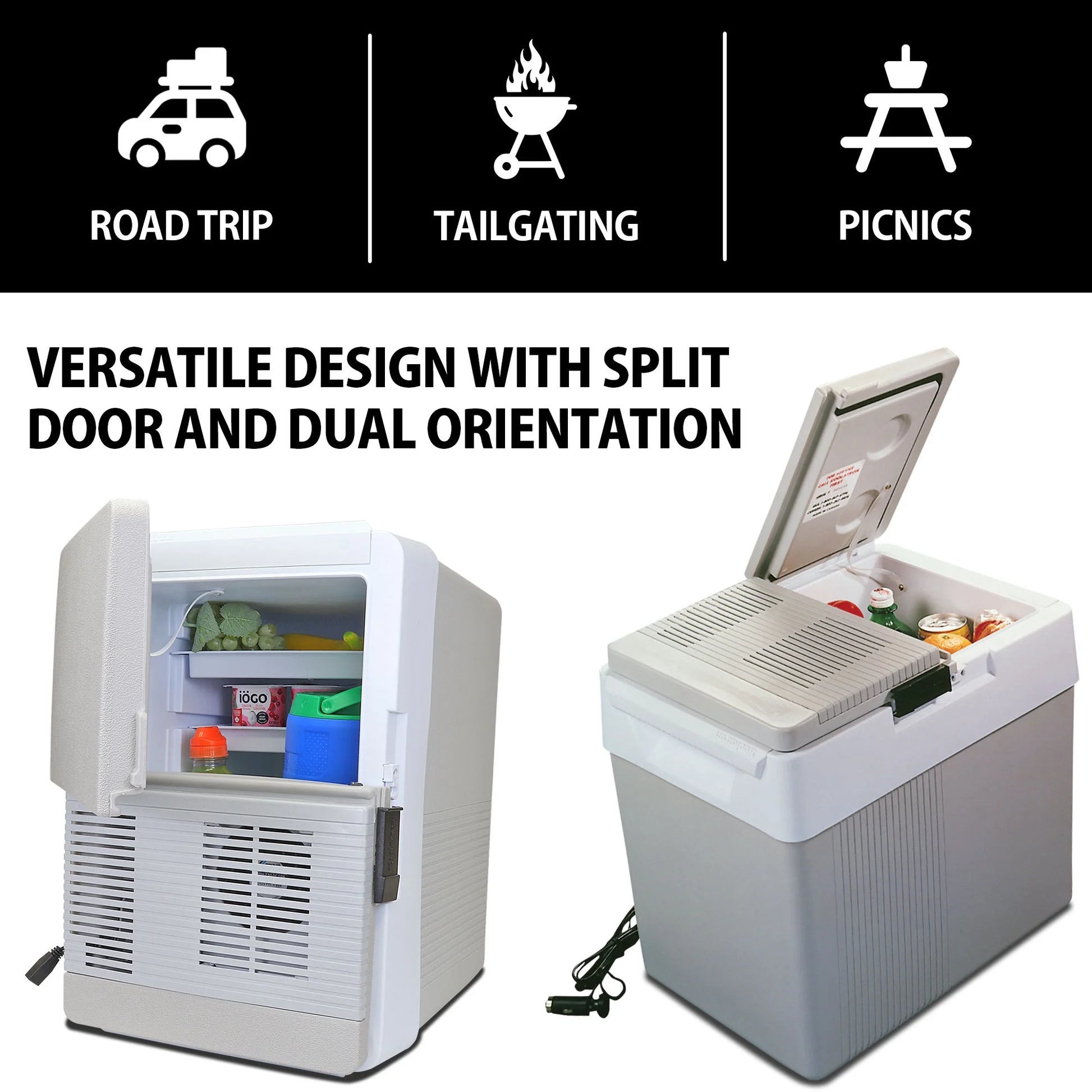 12V Electric Cooler/Warmer 34L (36 Qt), Two-Way Design, Gray