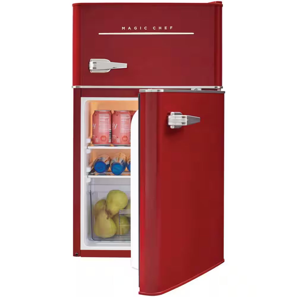 Retro 3.2 Cu. Ft. 2 Door Mini Refrigerator in Red