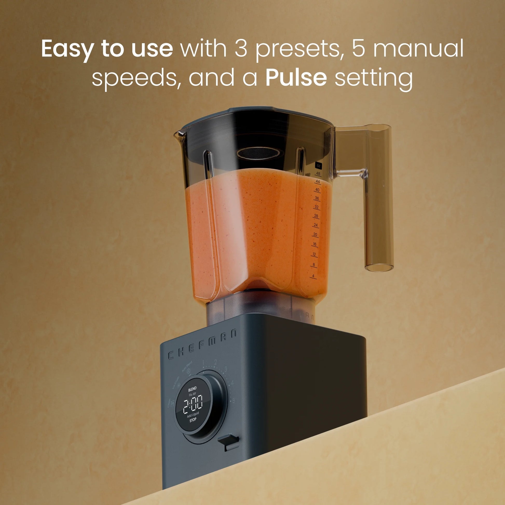 Obliterator 1380W Professional Blender with Auto Blend & 20oz Travel Jar - Sleek Black Design