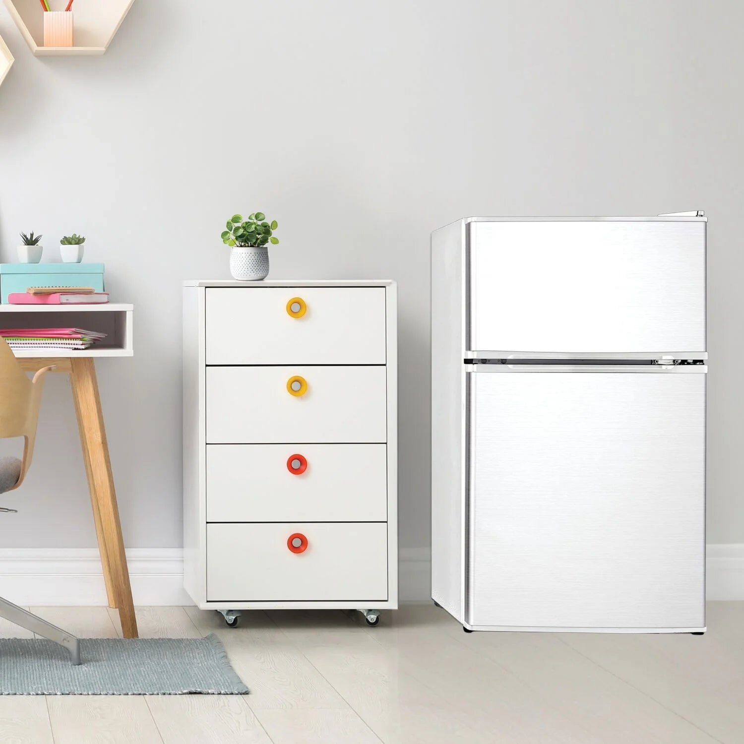 3.1 Cu. Ft. Compact Refrigerator/Freezer - White, Perfect for Small Spaces!