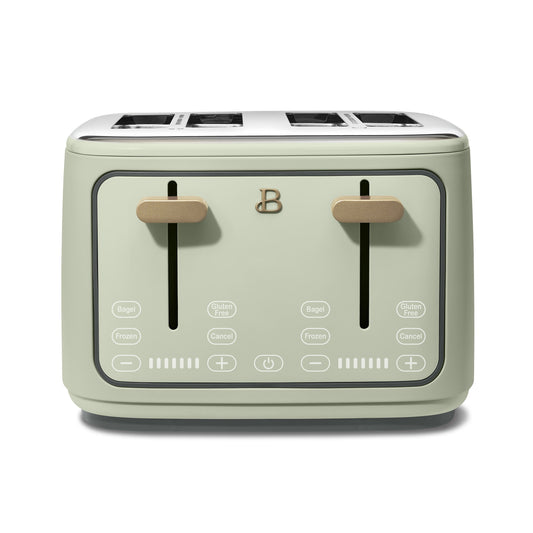 Sleek Sage Green 4-Slice Toaster with Touch-Activated Display by Drew Barrymore