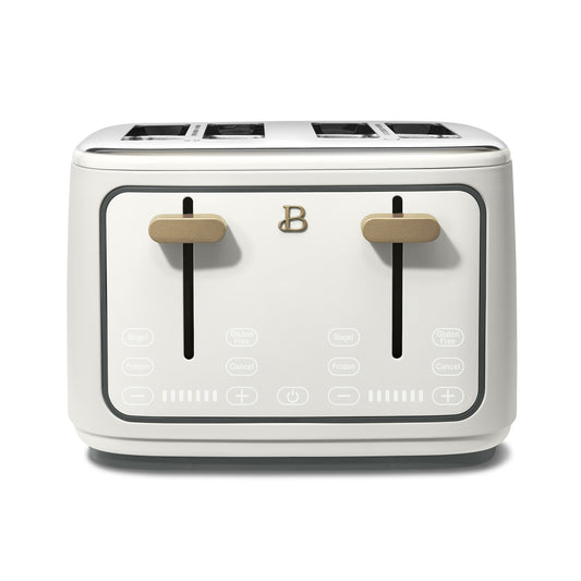 Drew Barrymore's Elegant 4-Slice Touch-Activated Toaster in White Icing