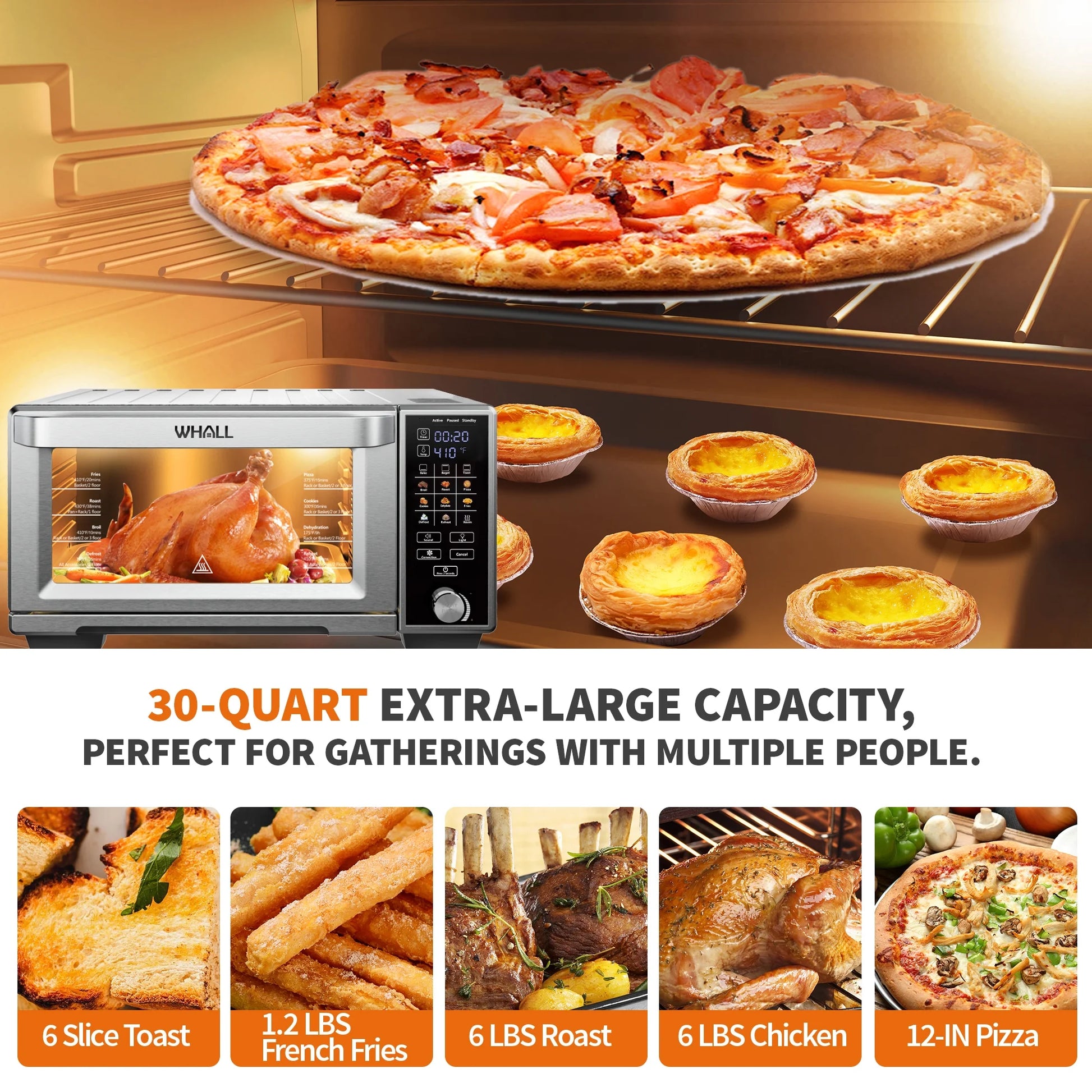 Air Fryer Toaster Oven - 30QT Convection Oven, 11-In-1 Oven, Touchscreen, 4 Accessories