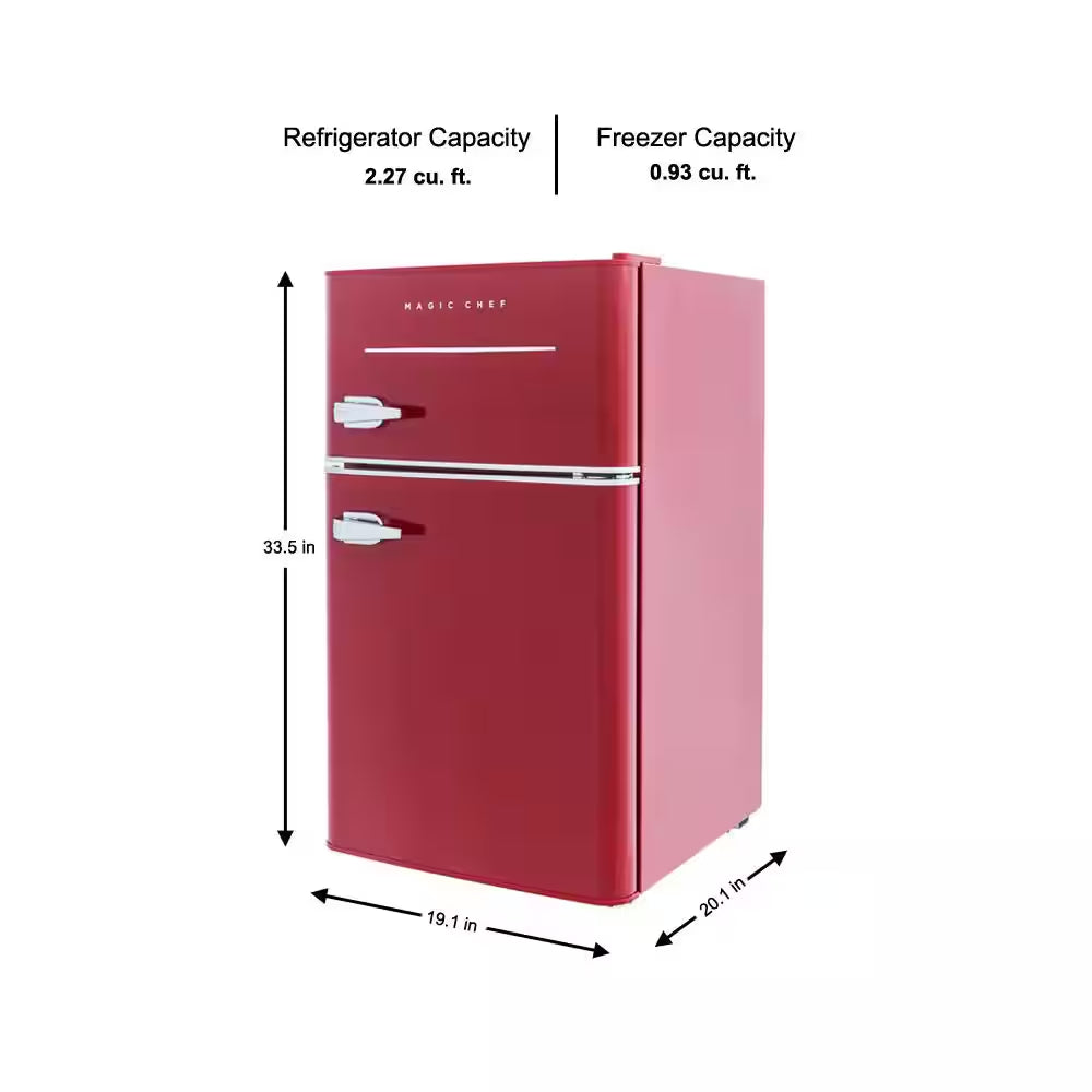 Retro 3.2 Cu. Ft. 2 Door Mini Refrigerator in Red