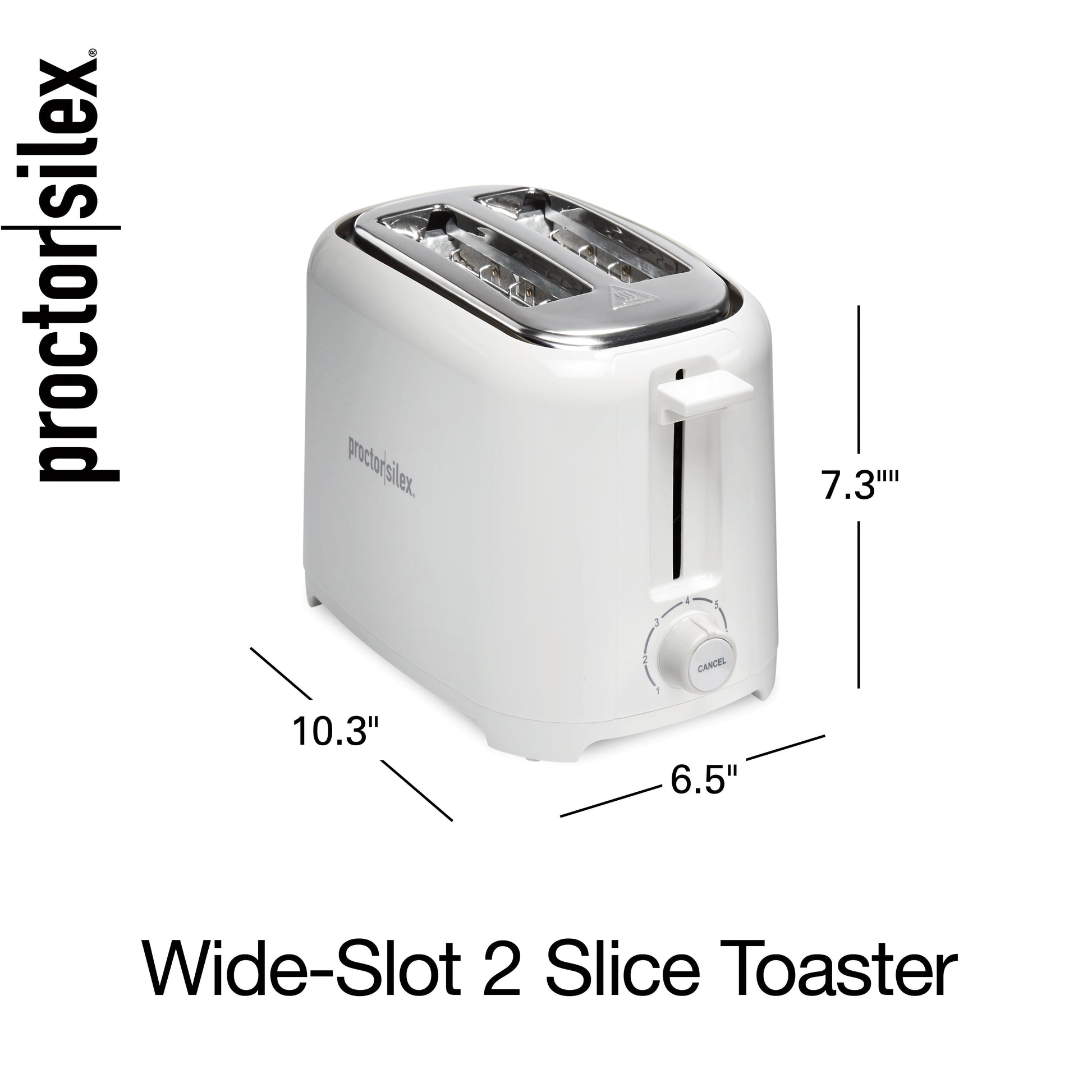2-Slice Wide-Slot Toaster in Sleek White - Model 22216PS