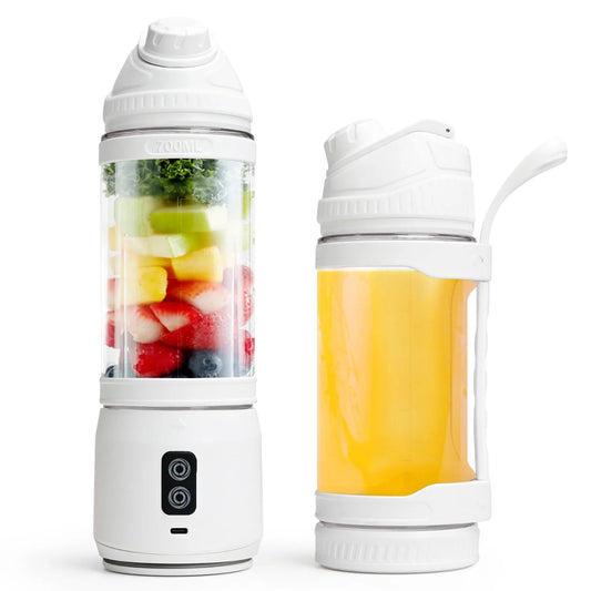 Portable Blender - 700ml Personal Size USB Rechargeable Fruit Mixer for Shakes & Smoothies, Perfect for Travel, Home & Office - White