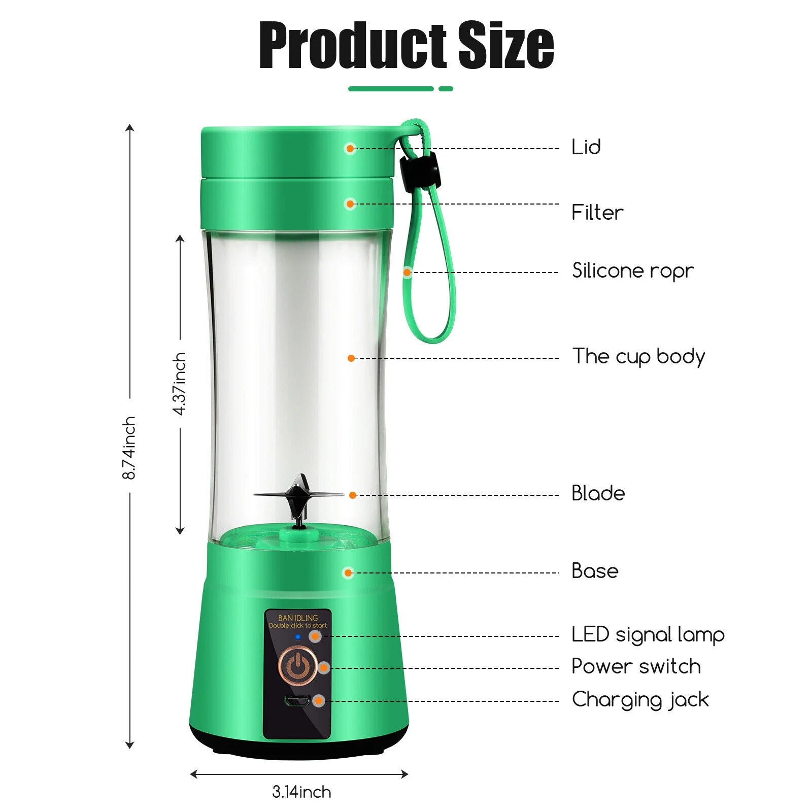 Portable USB Rechargeable Juicer Blender Cup for Smoothies and Shakes - Perfect for Travel!