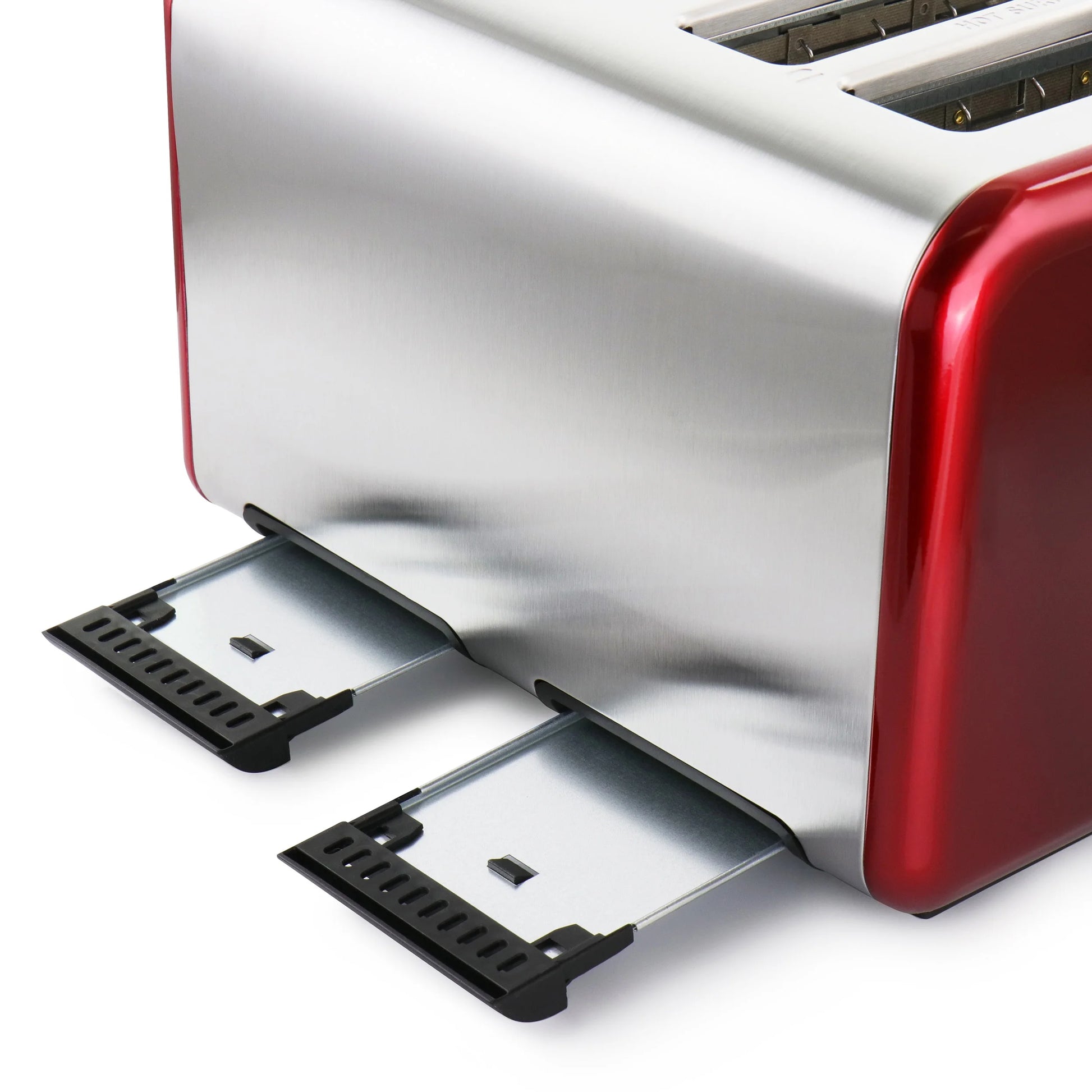 Stylish  4-Slice Stainless Steel Toaster in Vibrant Red