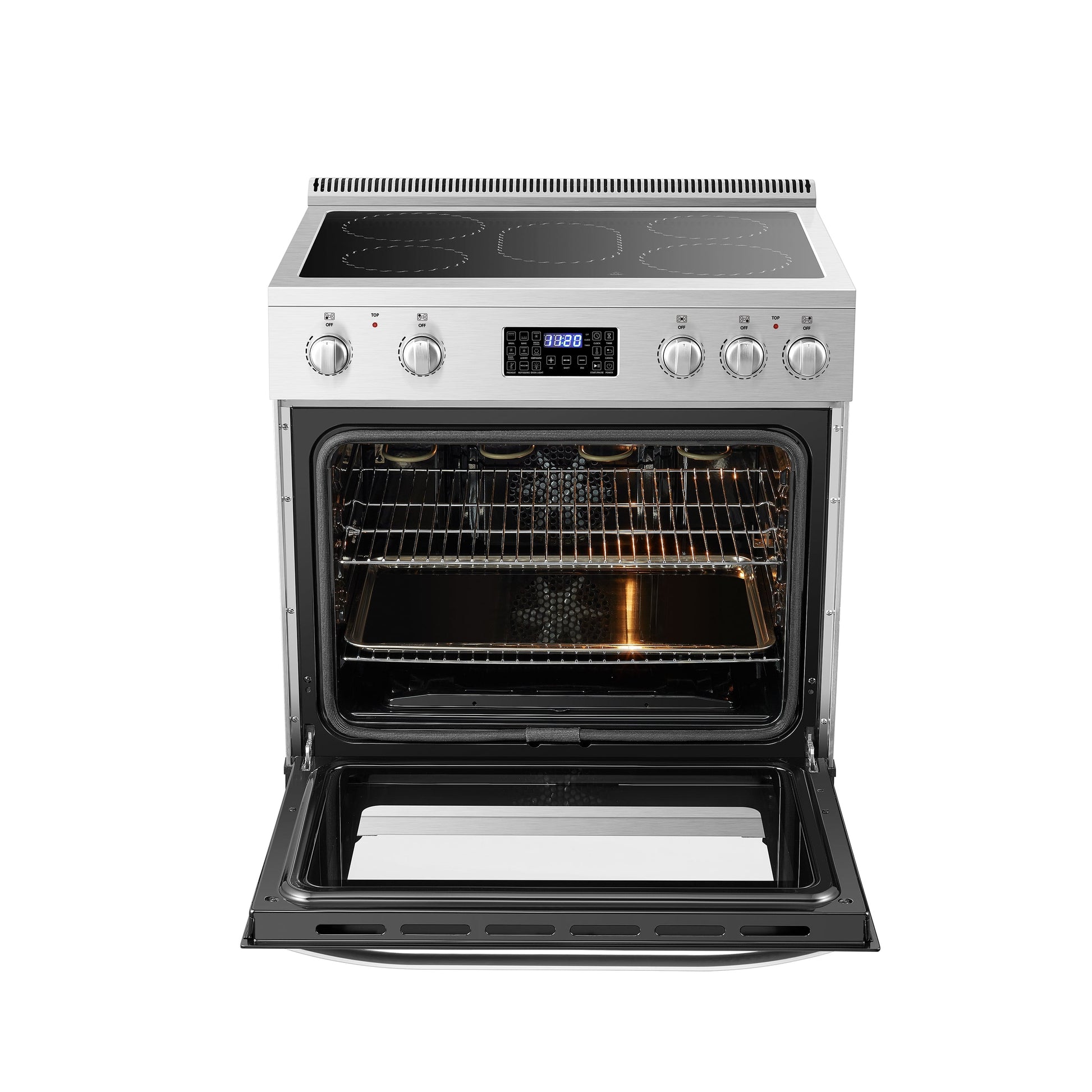 30 Inch 5.9 Cu.Ft. Freestanding Electric Convection Range with Air Fry and Rotisserie, 5 Elements