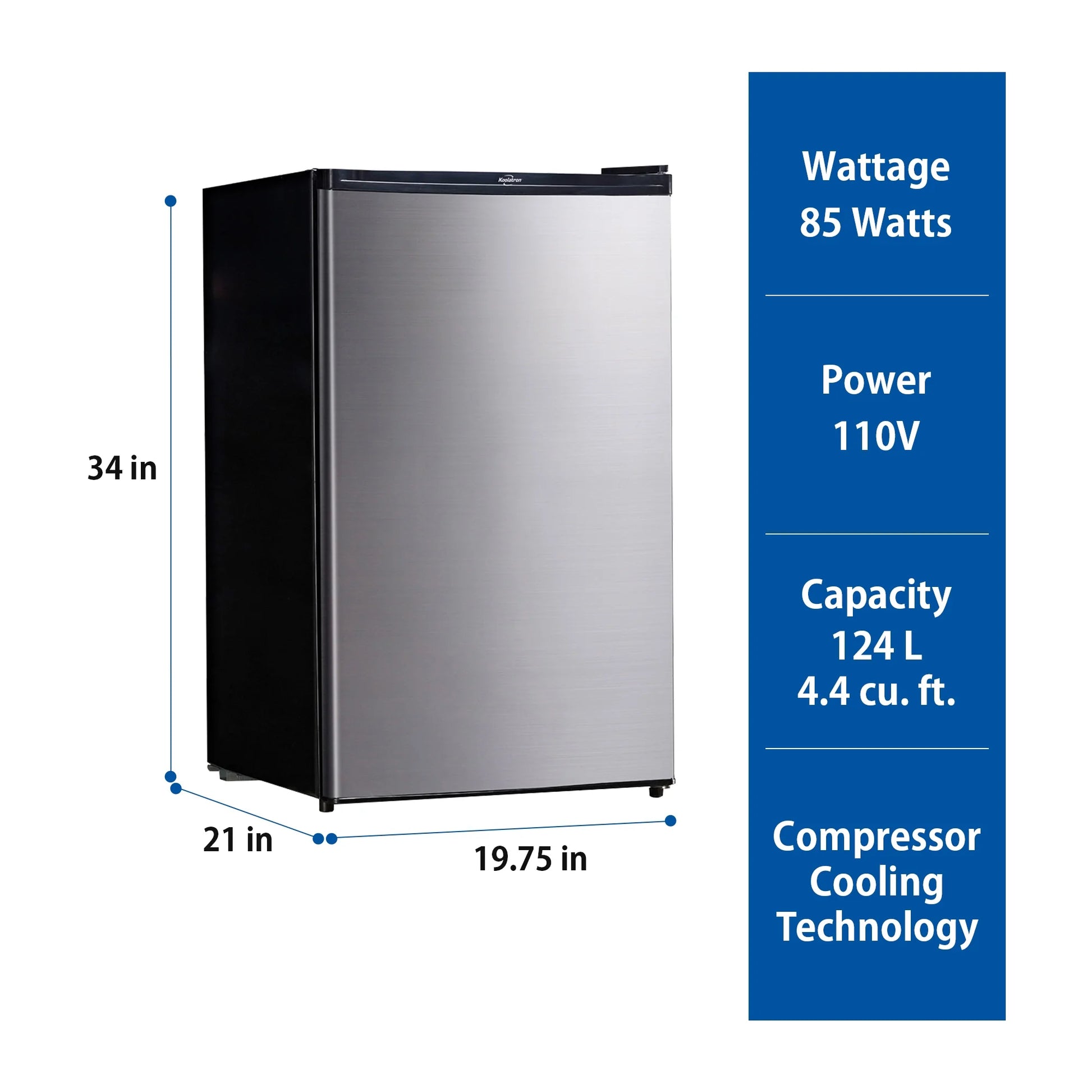 4.4 Cu Ft Stainless Steel Compact Fridge with Freezer - Perfect for Small Spaces!