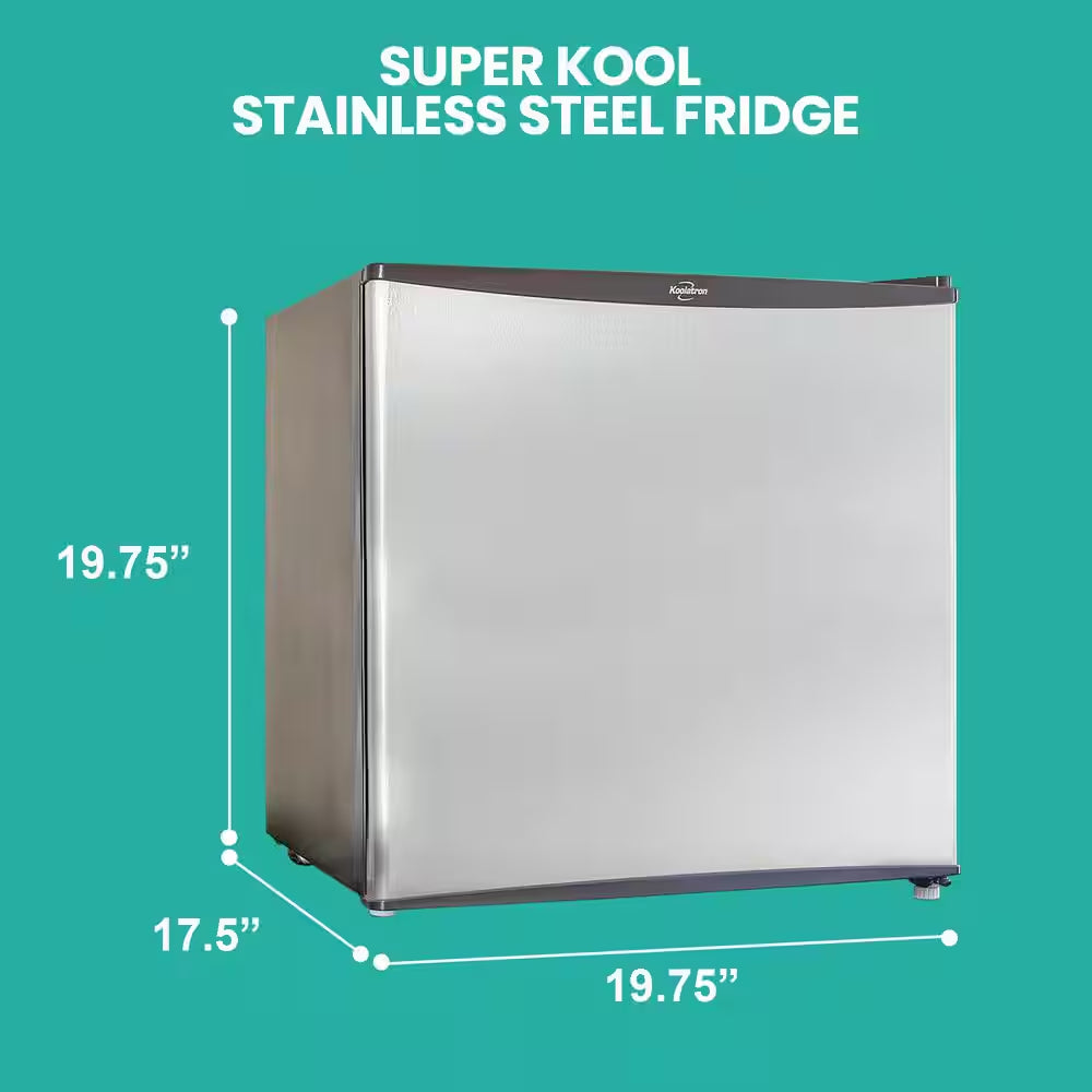 Stainless Steel Compact Fridge with Freezer, 1.6 Cu. Ft.. (44L), Flat Back, Reversible Door
