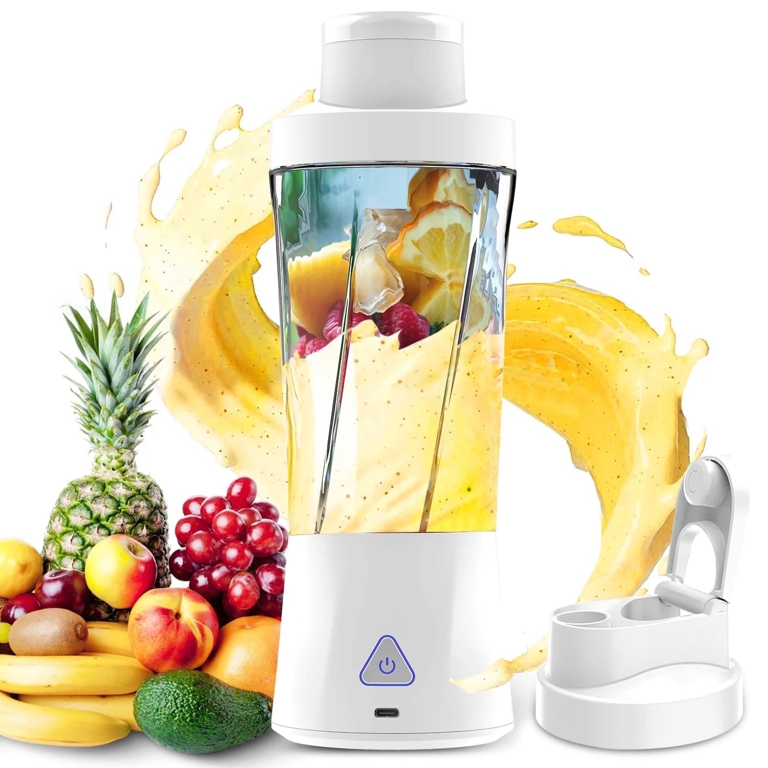 Powerful Portable Blender - 6000mAh USB Rechargeable Juicer for Smoothies & Shakes, BPA Free 24oz Cup with 6 Blades, Self-Cleaning 360W Ideal for Home, Office & Travel