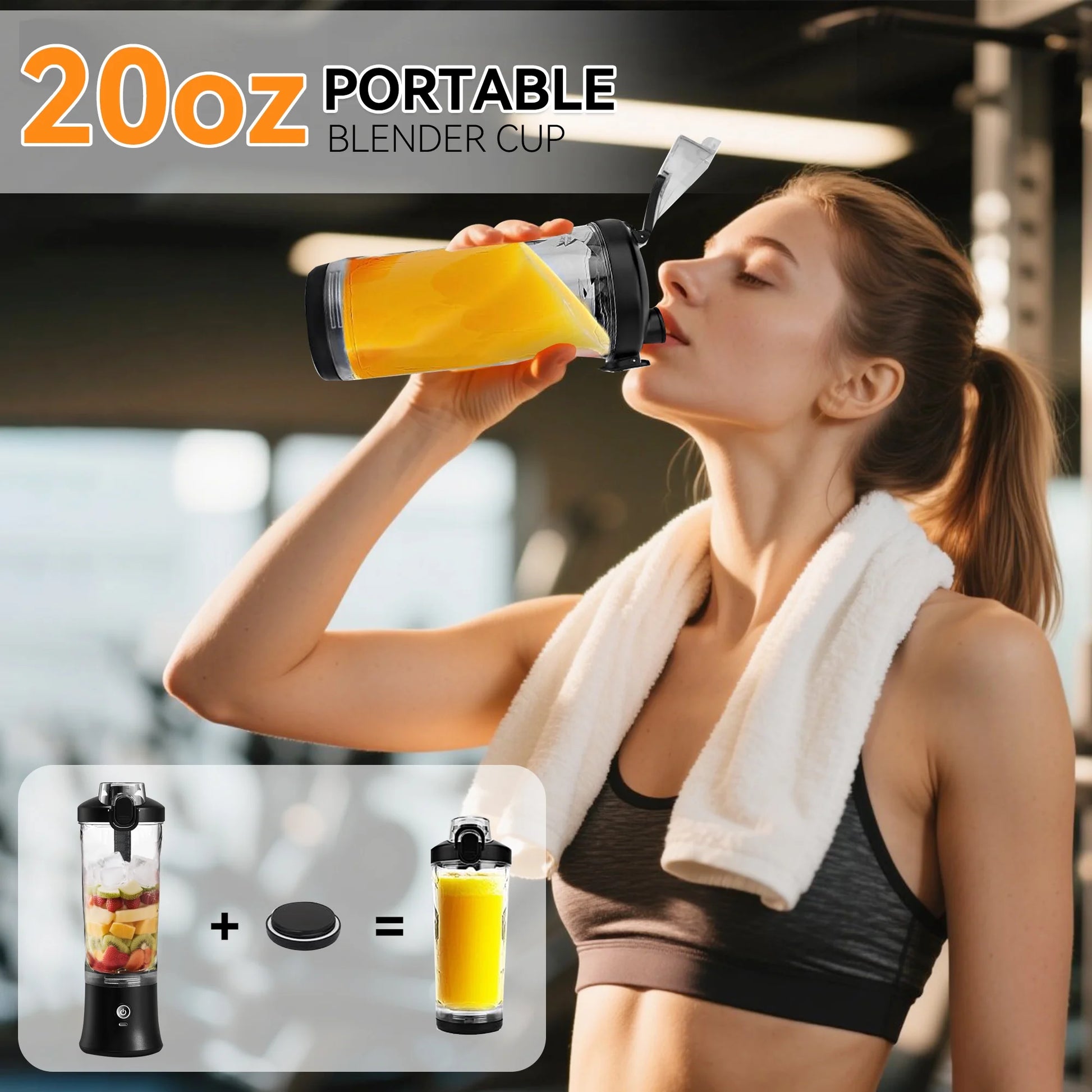 Portable Blender - Rechargeable 20Oz Shaker Bottle for Smoothies and Shakes, Perfect for On-the-Go!