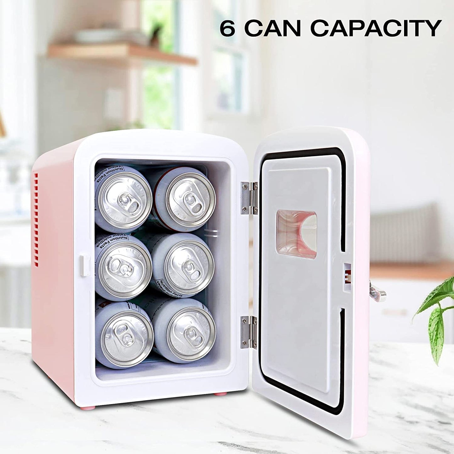 Mini Fridge - Portable 8 Can Beverage Cooler for Home, Office, Car, and Outdoor Use