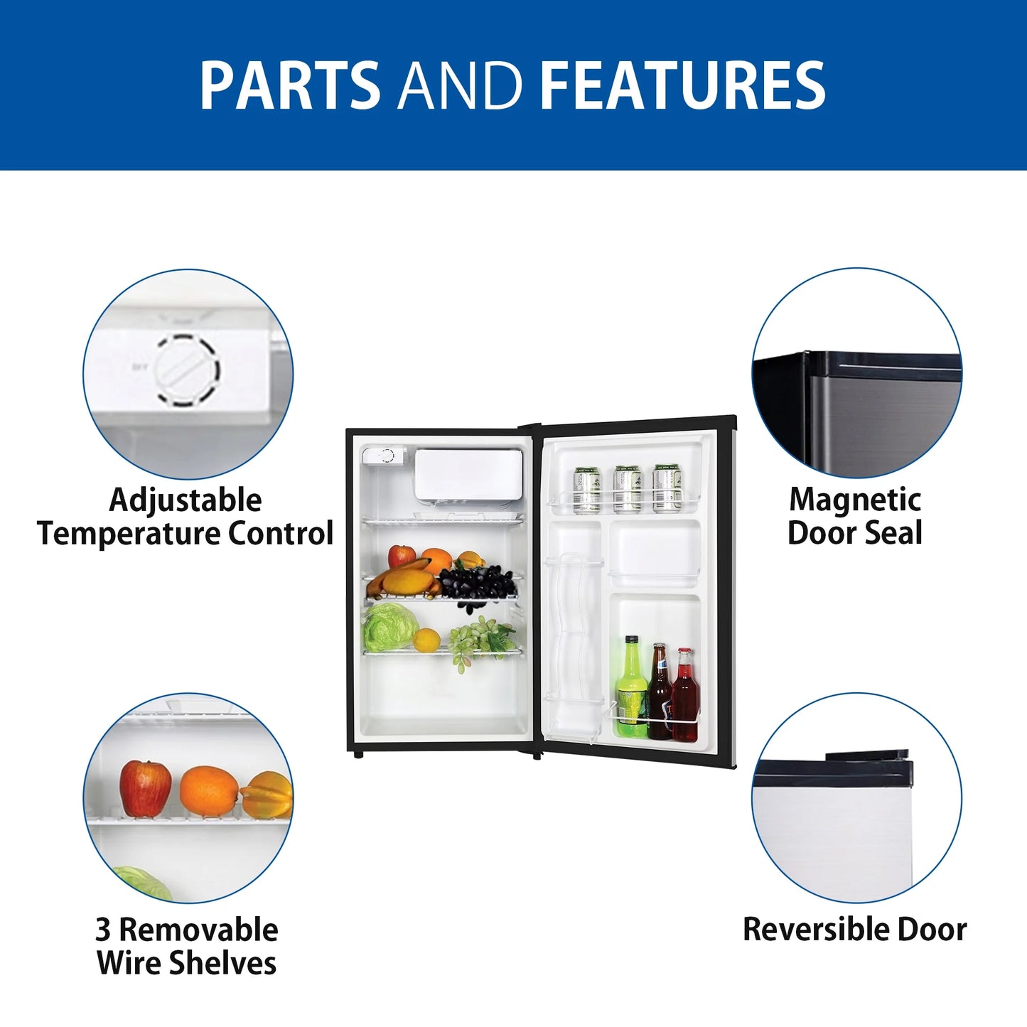 4.4 Cu Ft Stainless Steel Compact Fridge with Freezer - Perfect for Small Spaces!