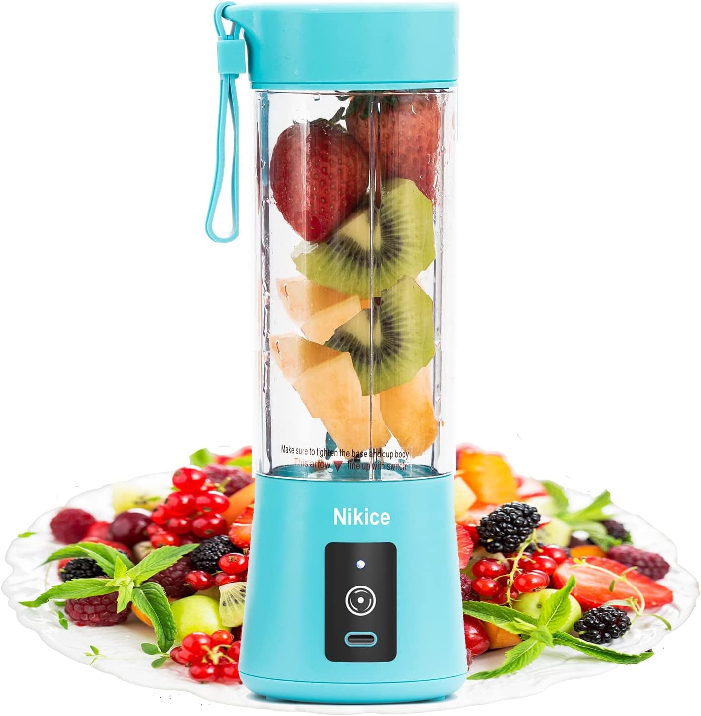 Portable Personal Blender for Smoothies & Shakes - Handheld Fruit Juicer Cup in Blue