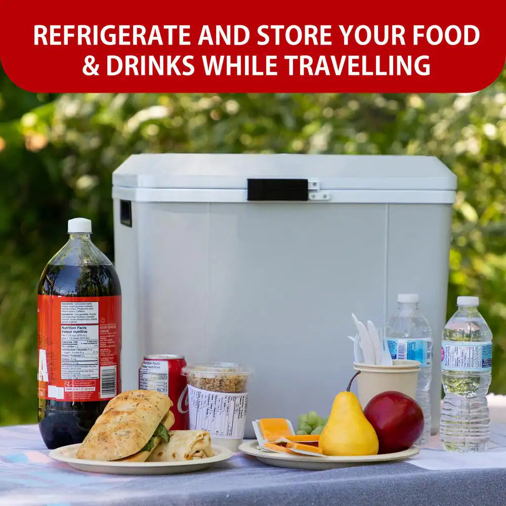 12V Electric Cooler/Warmer, 27L (29 Qt.) Thermoelectric Car Fridge, Two-Way Design, Gray
