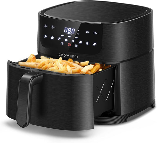 7 Quart Oilless Air Fryer - 8-in-1 Electric Cooker with LCD Touch Screen, Precise Temp Control & Shake Reminder, 1500W - UL Listed Black