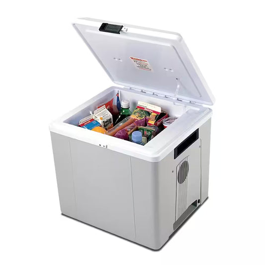 12V Electric Cooler/Warmer, 27L (29 Qt.) Thermoelectric Car Fridge, Two-Way Design, Gray