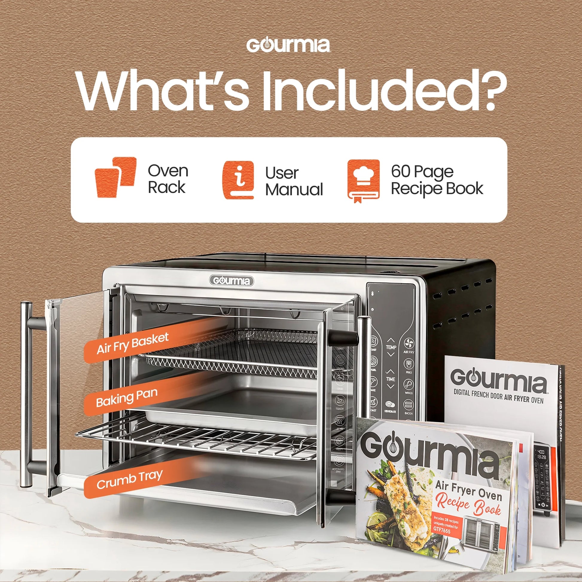 Digital Air Fryer Toaster Oven Combo | 17 One Touch Cooking Functions | Fits 12" Pizza | Cooks Food Quickly with Little to No Oil | Stainless Steel Air Fryer | Toaster Ovens Countertop |