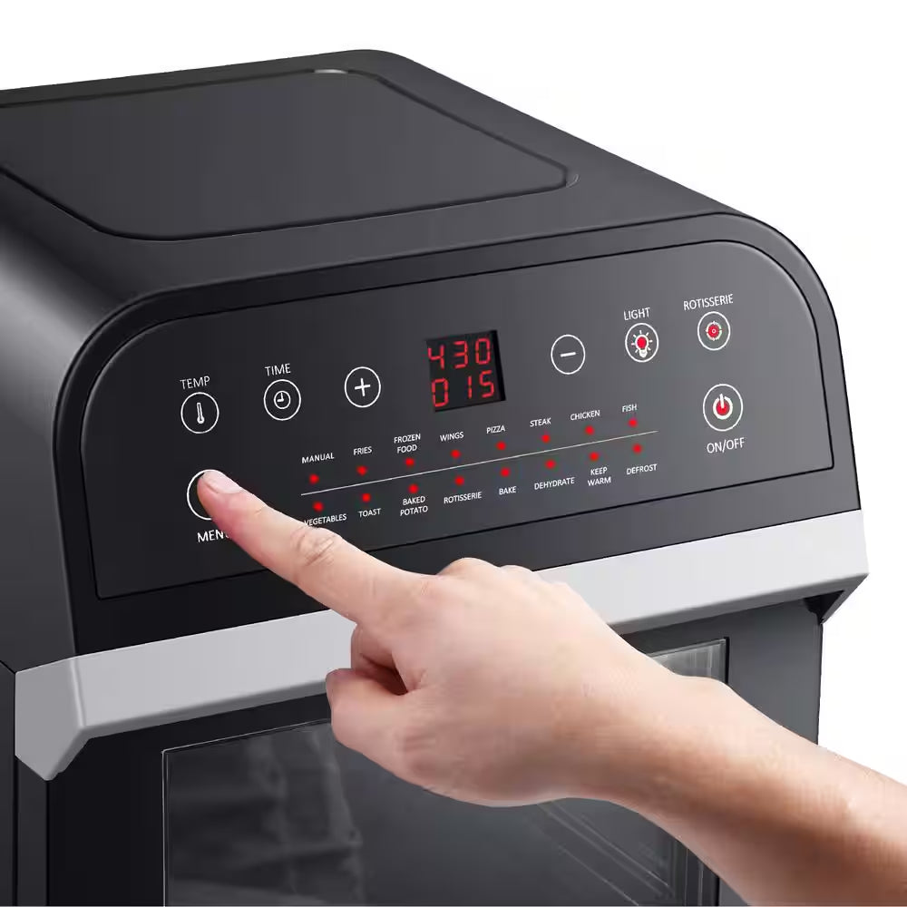 12.7 Qt. Black Rotisserie Oven and Air Fryer with Recipe Book